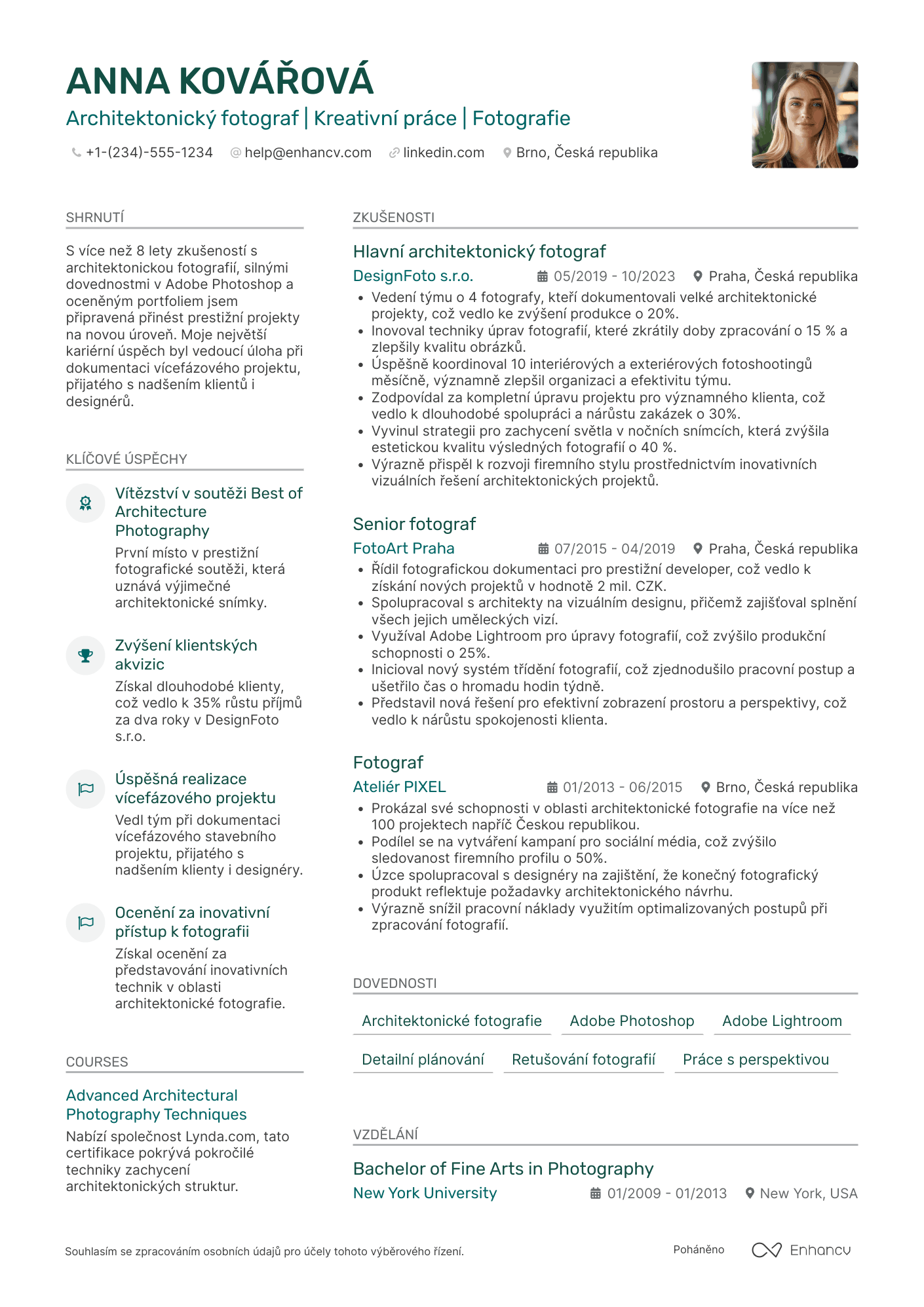 Životopis pro Architektonický fotograf