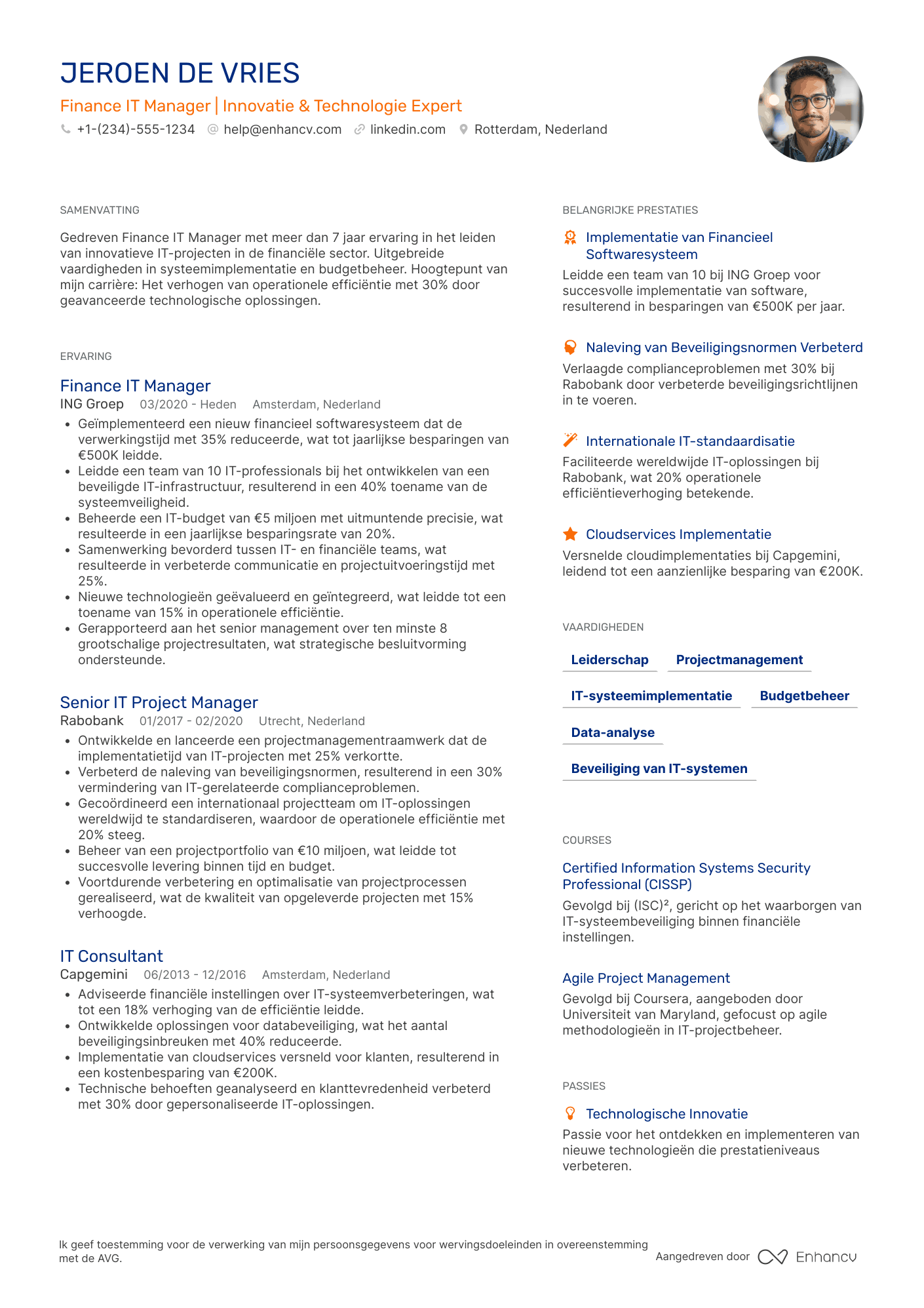 CV voor Finance IT Manager