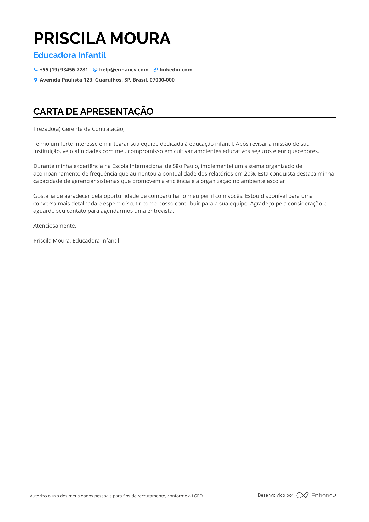 Secretária Escolar de Educação Infantil
