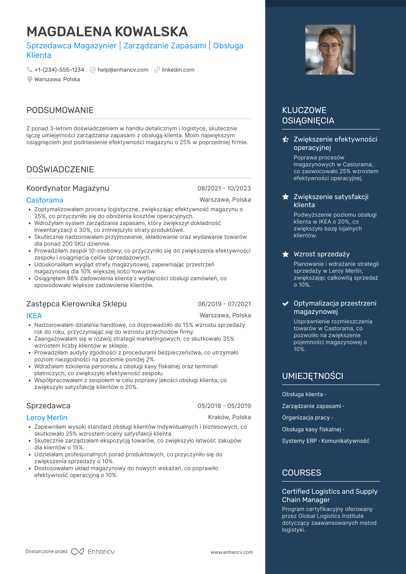 CV dla Sprzedawca Magazynier