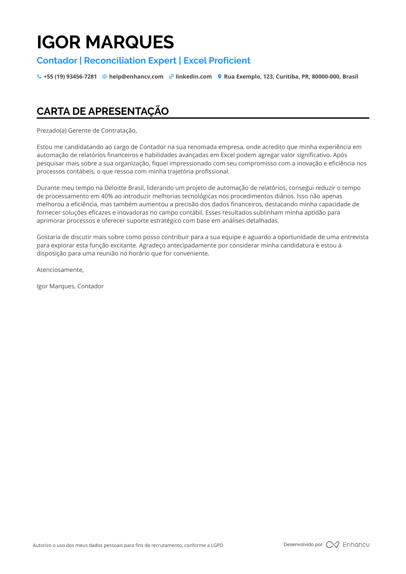 Contador Meio período