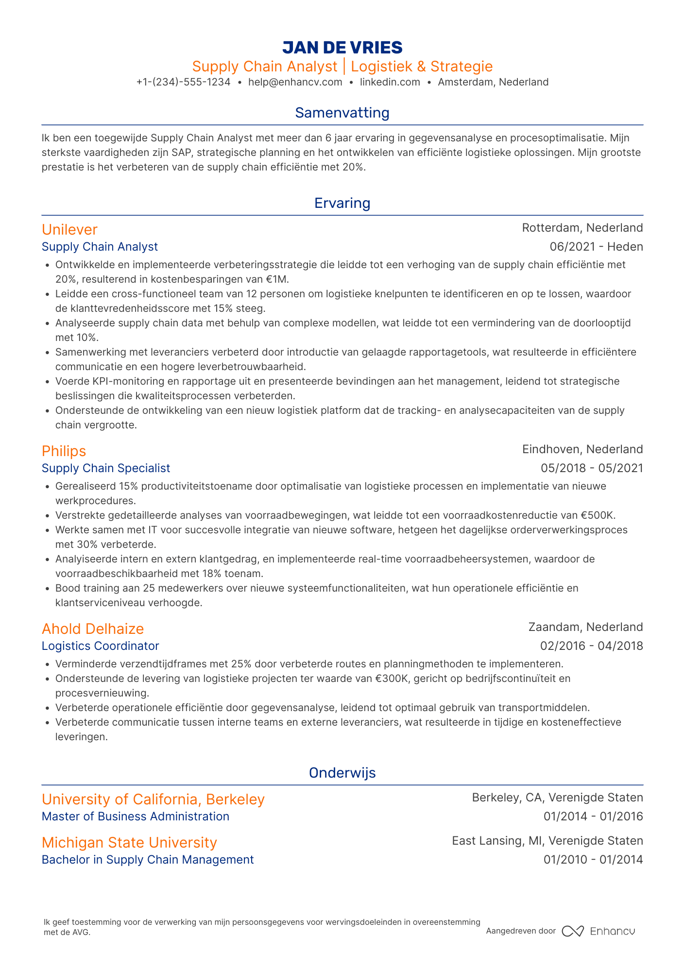 CV voor Ikea Supply Chain Analyst