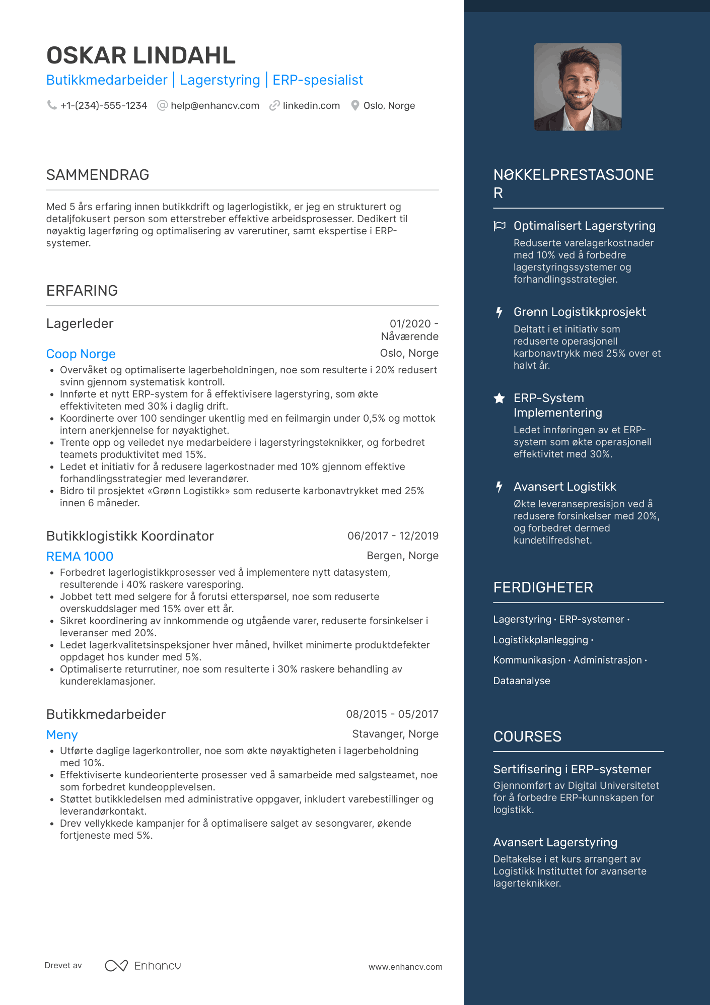 CV for Butikkmedarbeider backoffice
