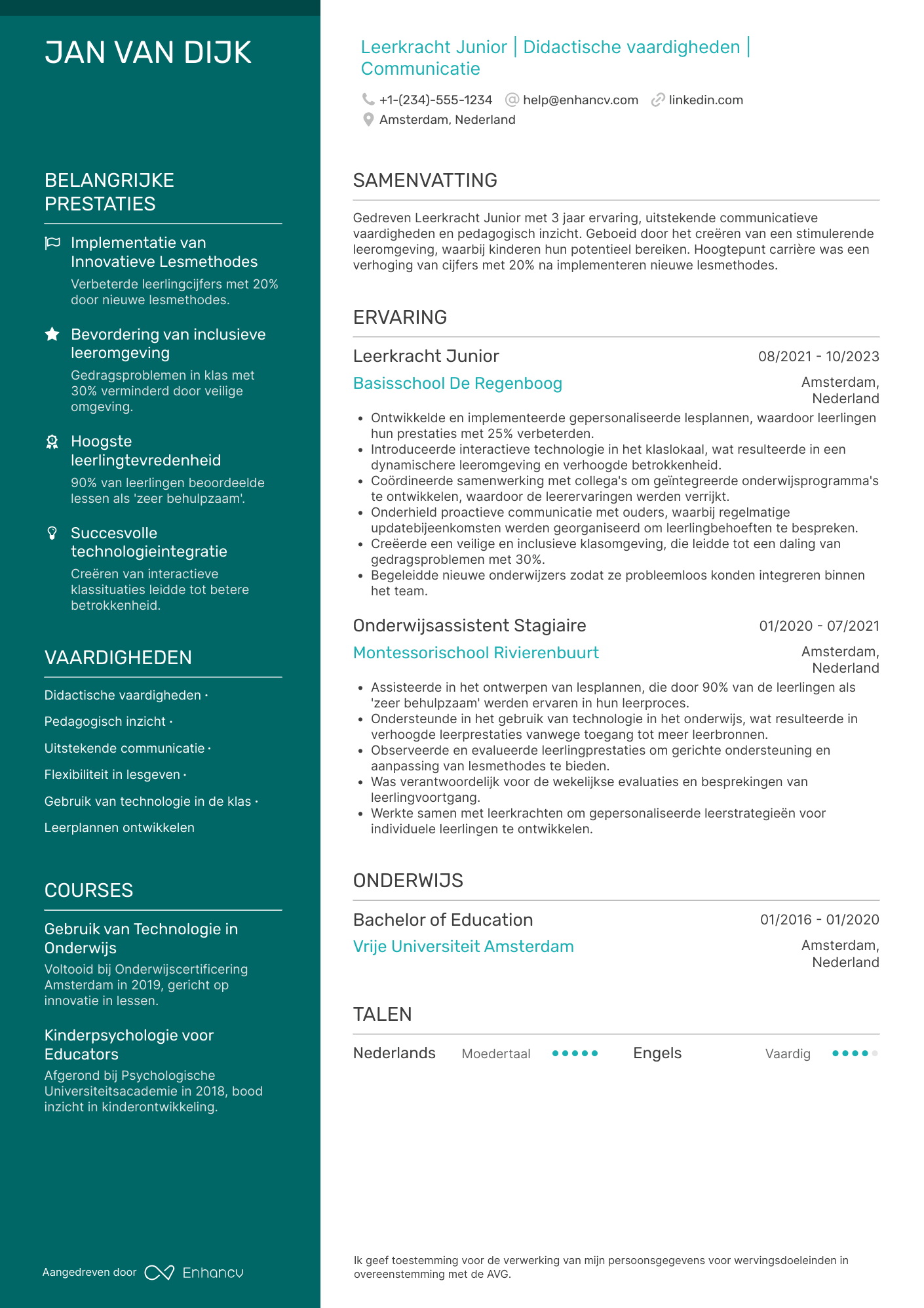 CV voor Leerkracht Junior