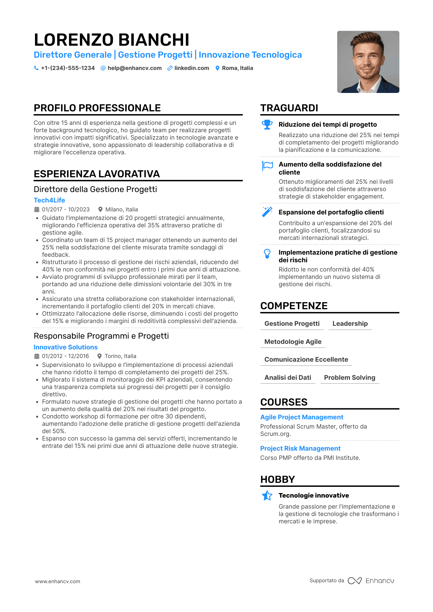 CV Direttore generale della gestione progetti