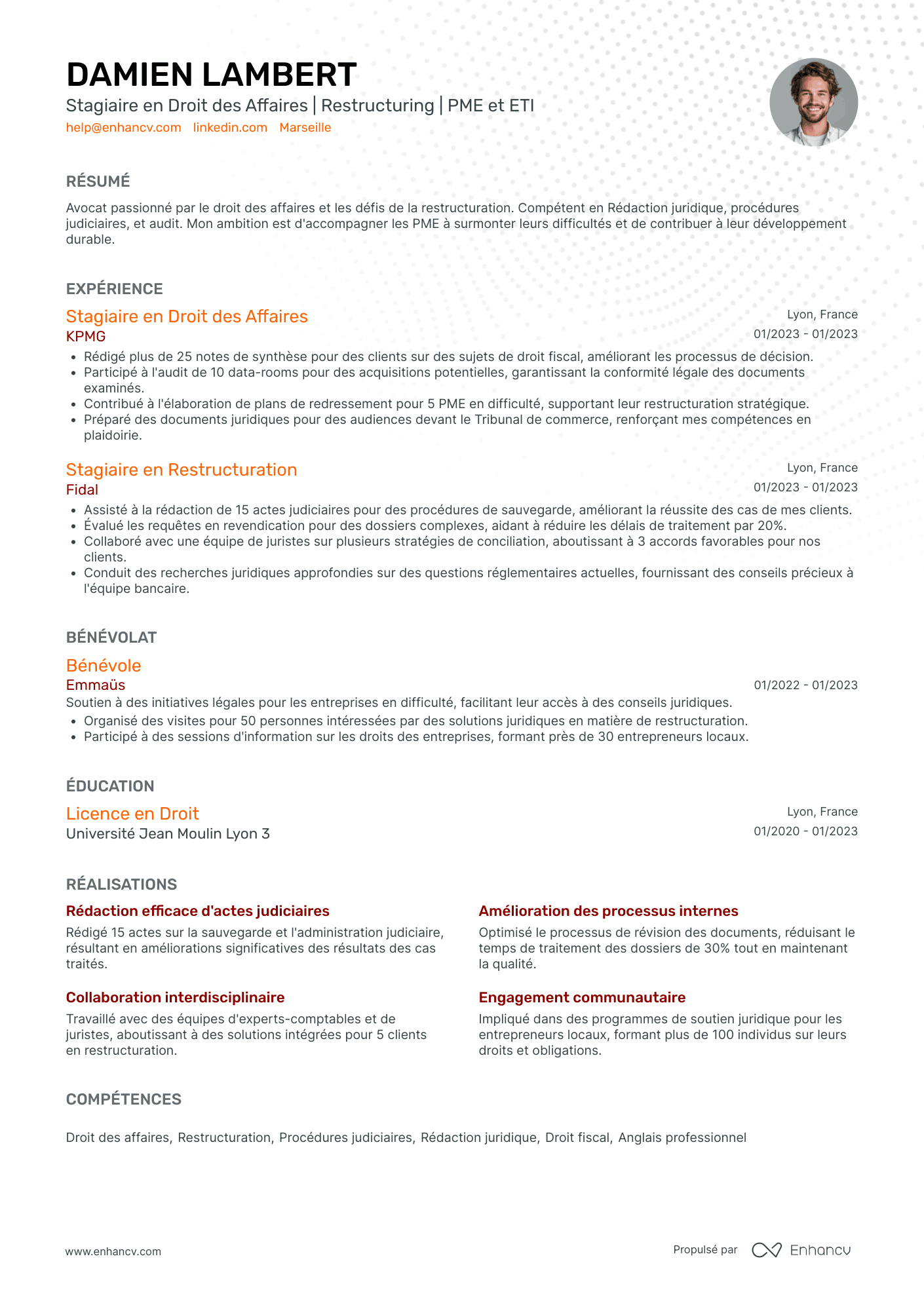 Avocat en droit des affaires Exemples de CV