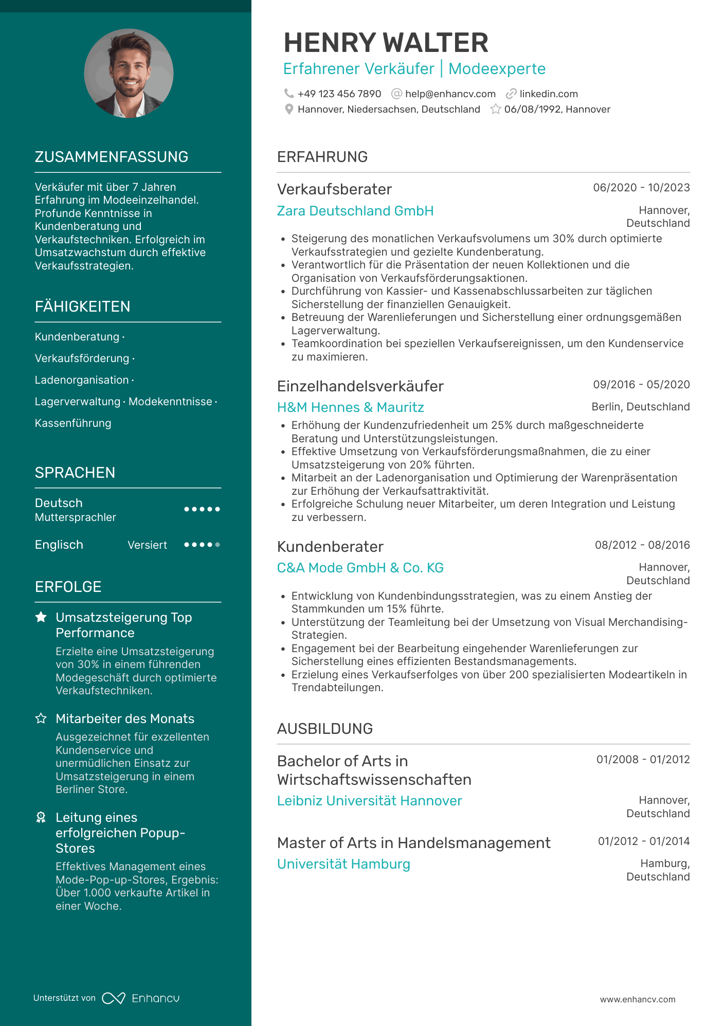 Lebenslauf als Einzelhandelsverkäufer