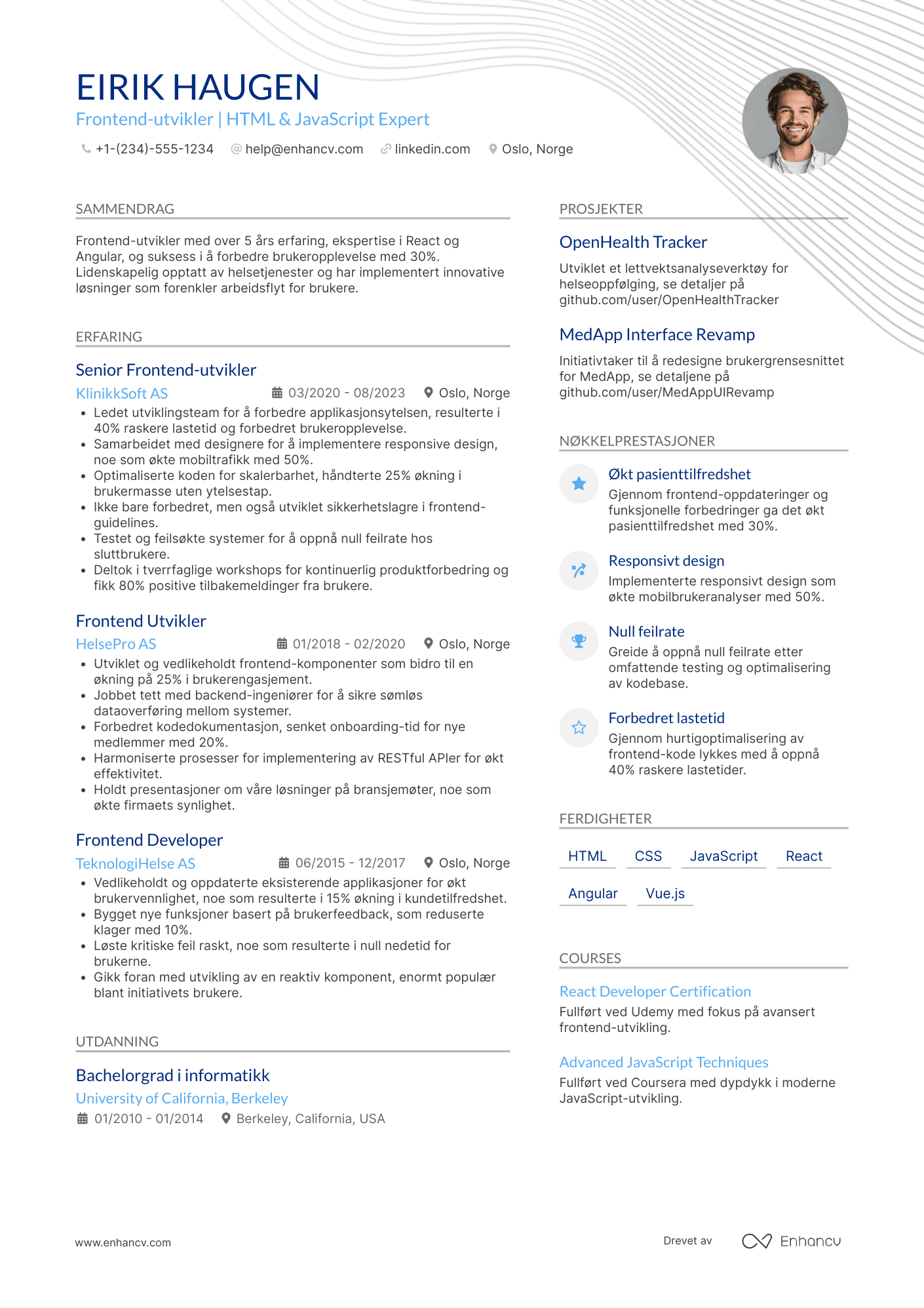 CV for Frontend‑utvikler i helsesektoren