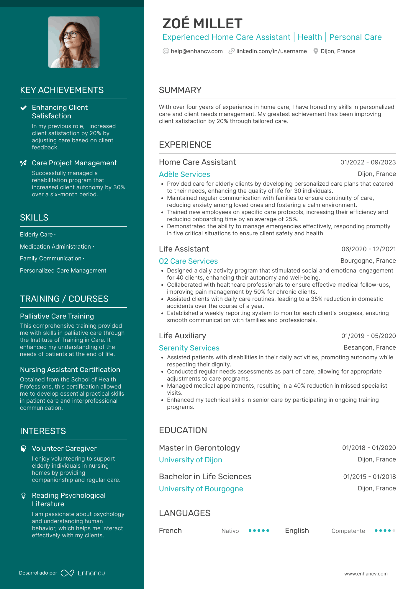 Bonus : CV d’aide à domicile en anglais