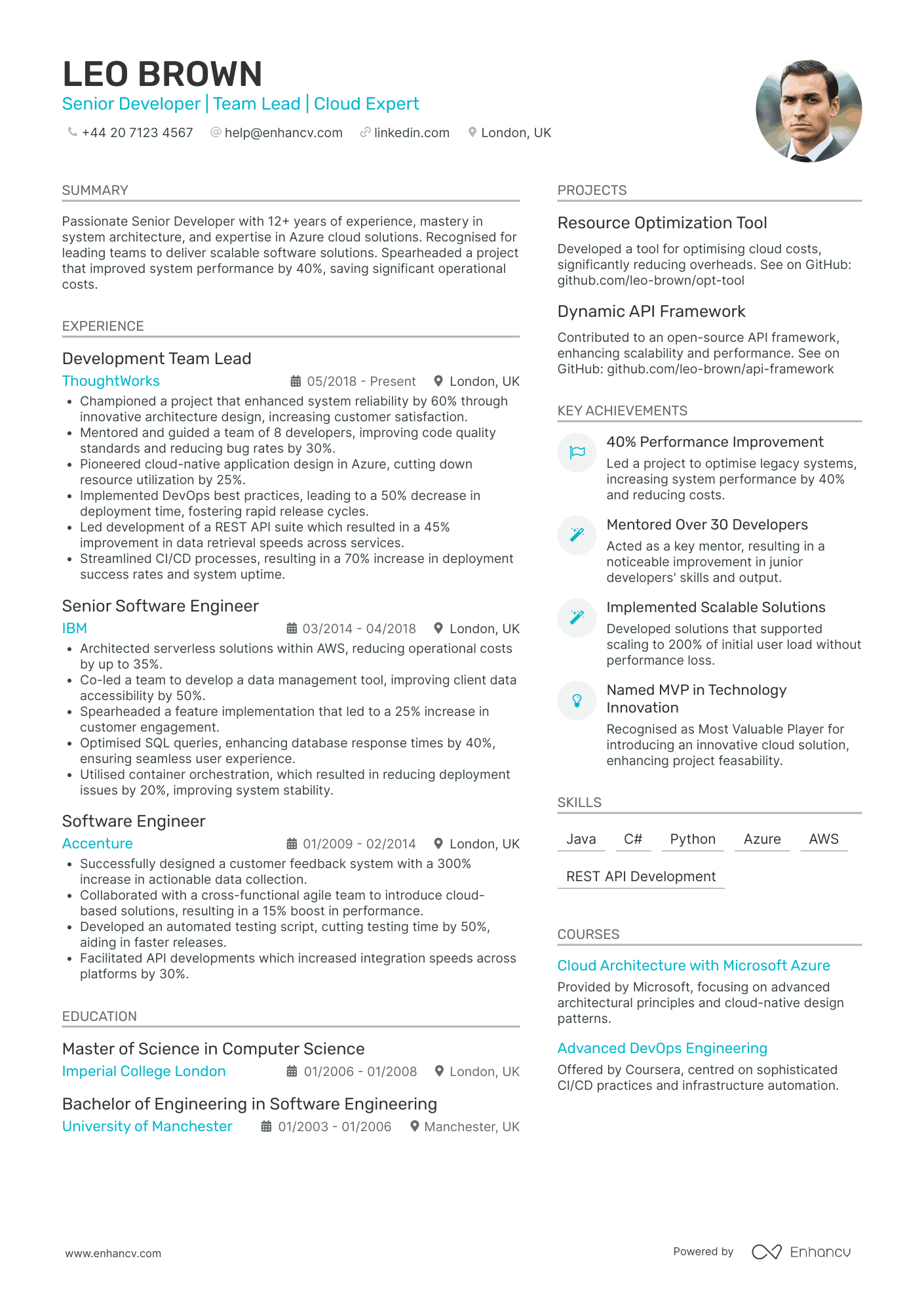 Game Developer Team Lead CV Examples