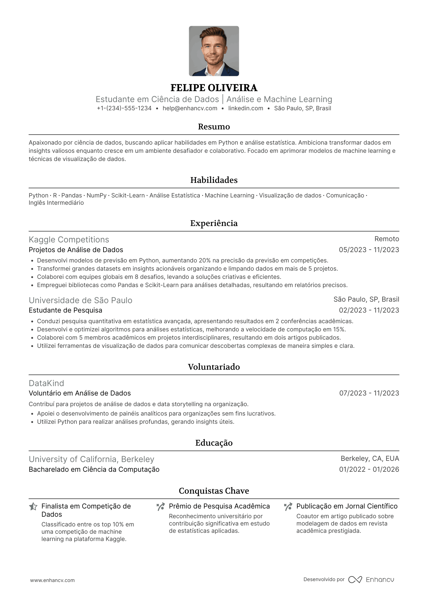 Currículo de estudante de ciência de dados