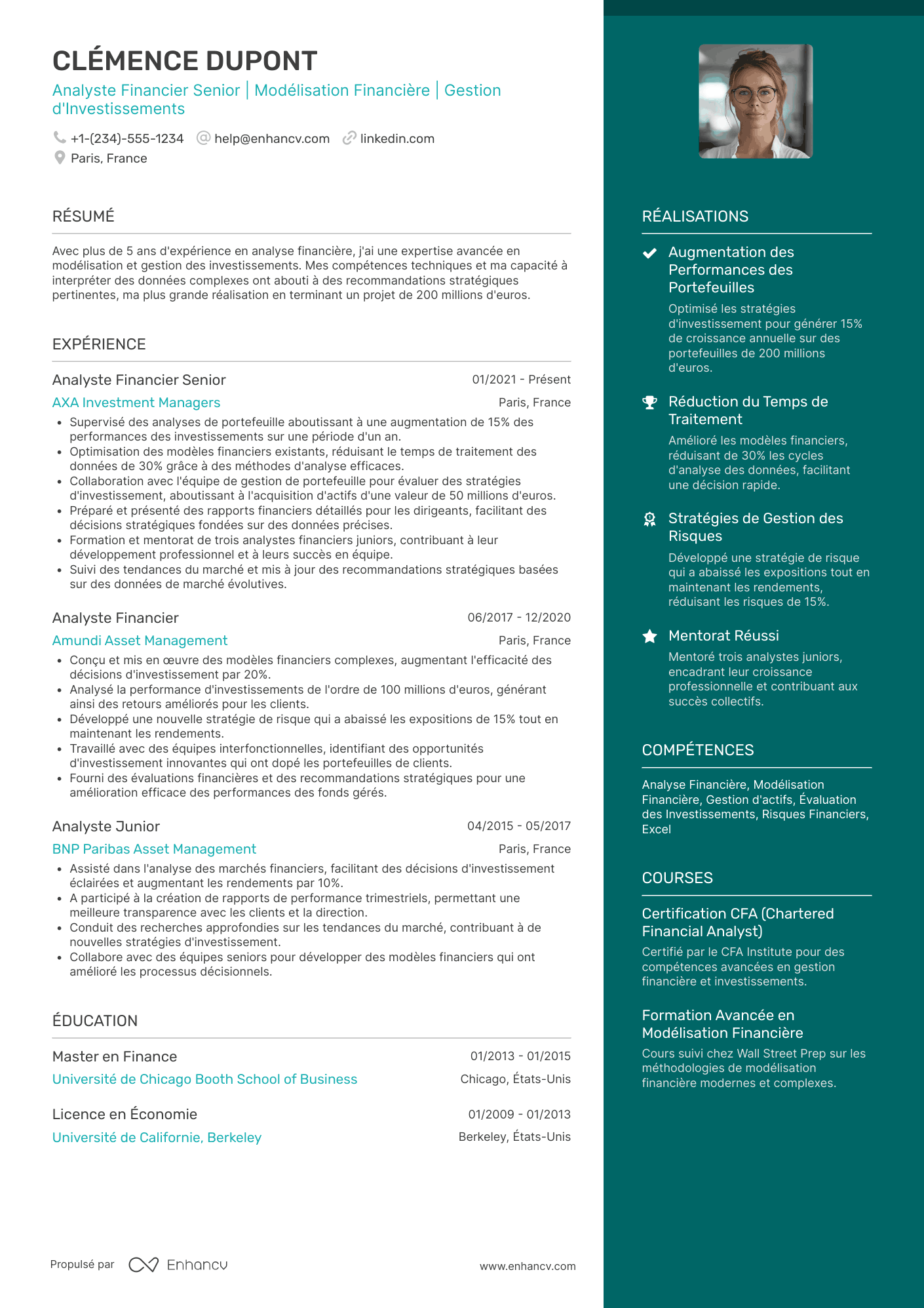 CV d'analyste&nbsp;financier senior (5+ ans)