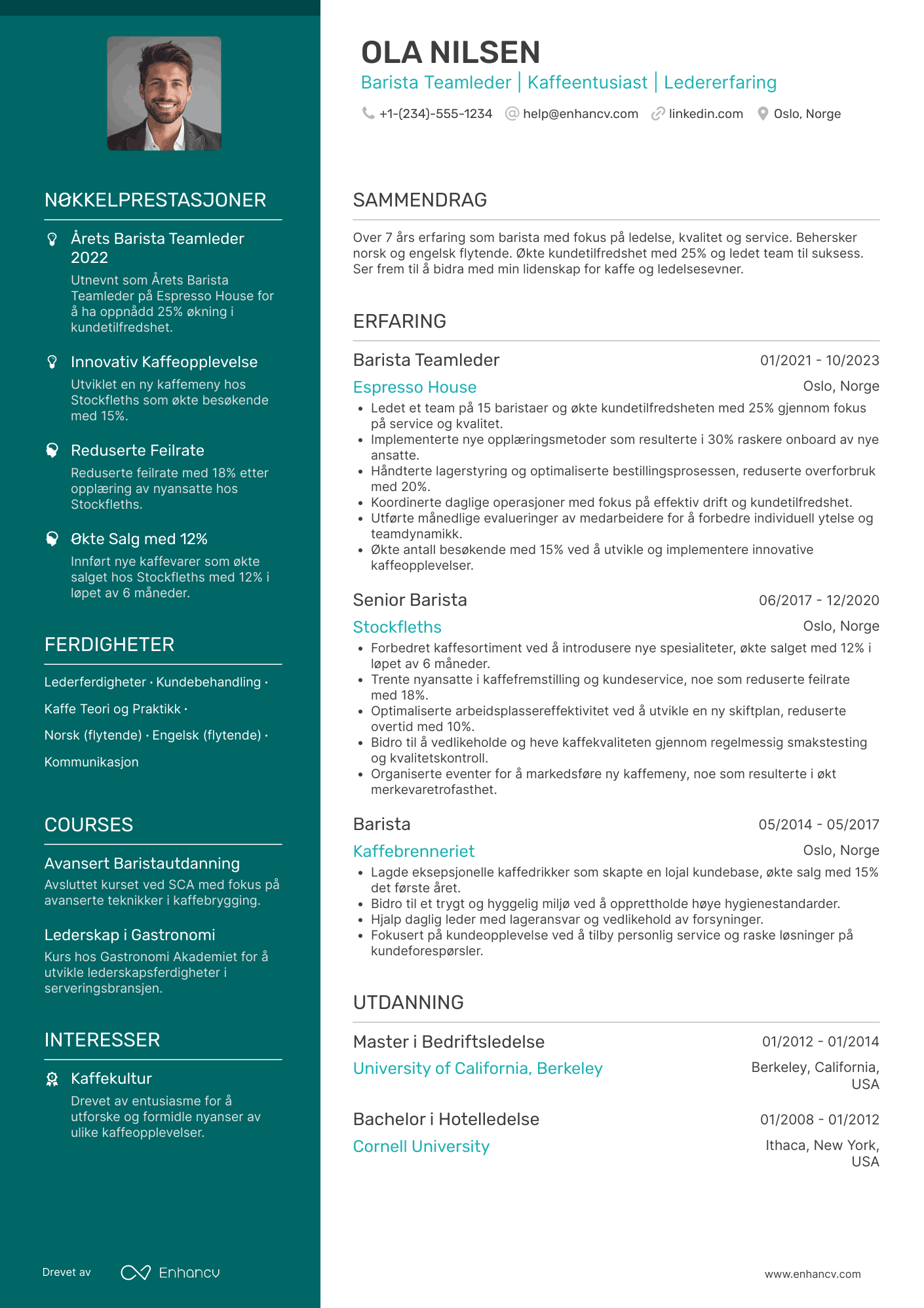 CV for Barista Teamleder