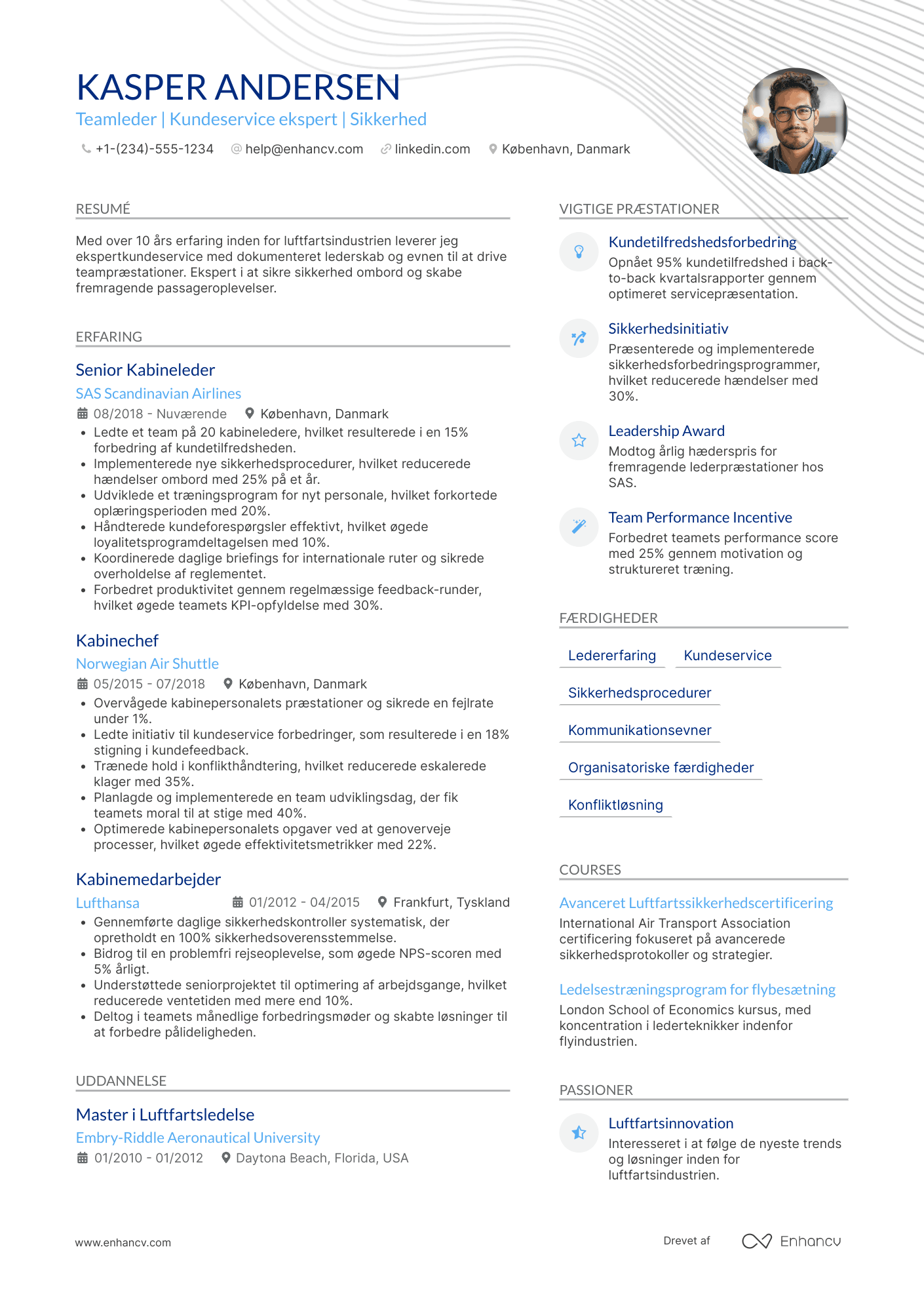 CV til Teamleder for kabinepersonale