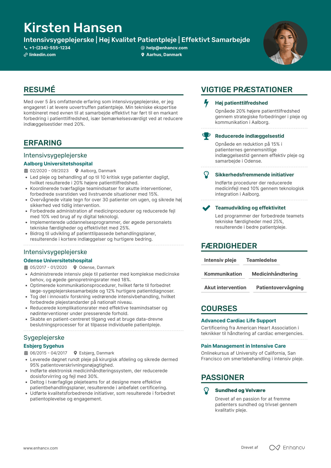 CV til Intensivsygeplejerske