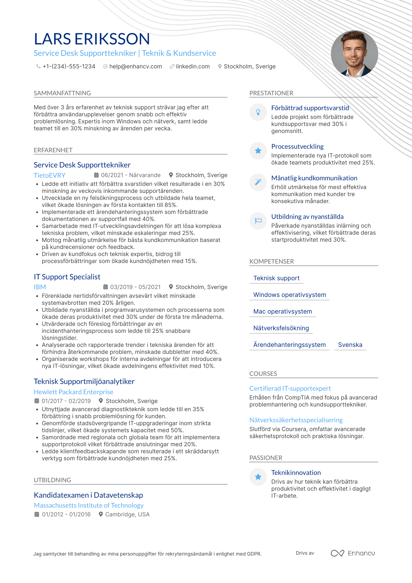 CV för Service Desk Supporttekniker