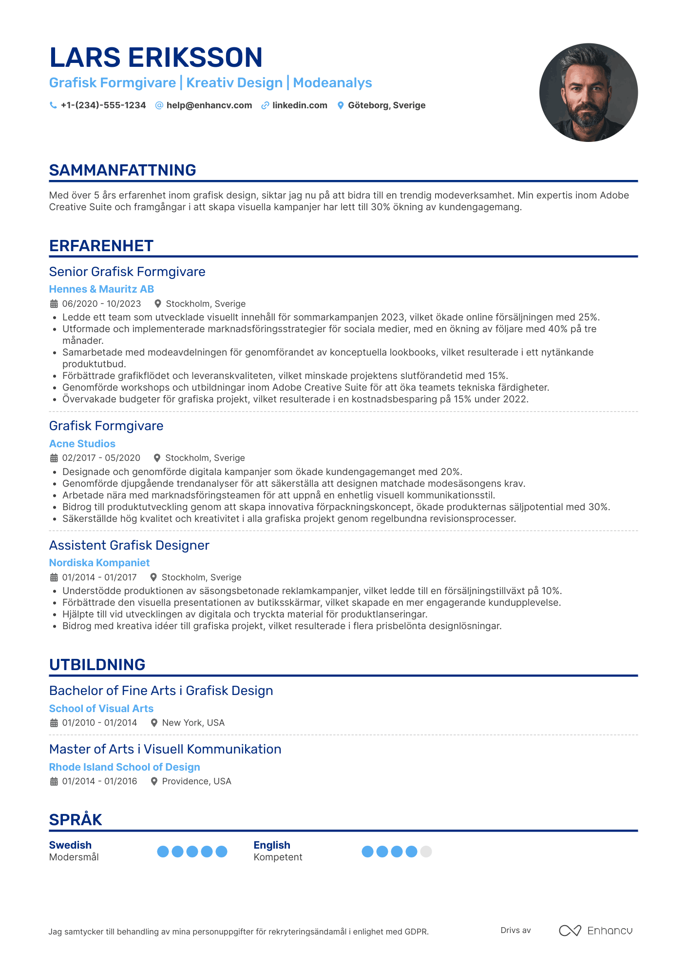CV för Grafisk Formgivare inom Mode