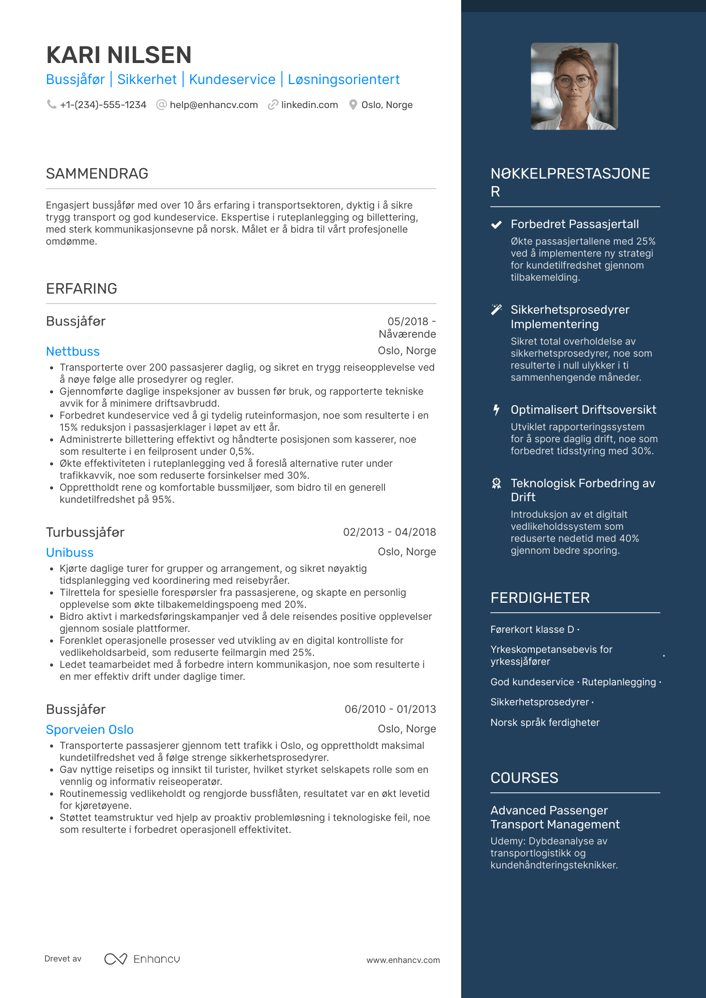 CV for Bussjåfør