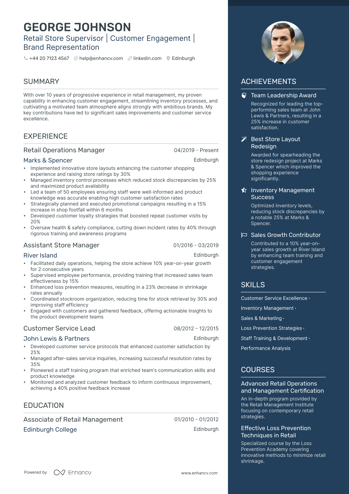 One Page CV Examples