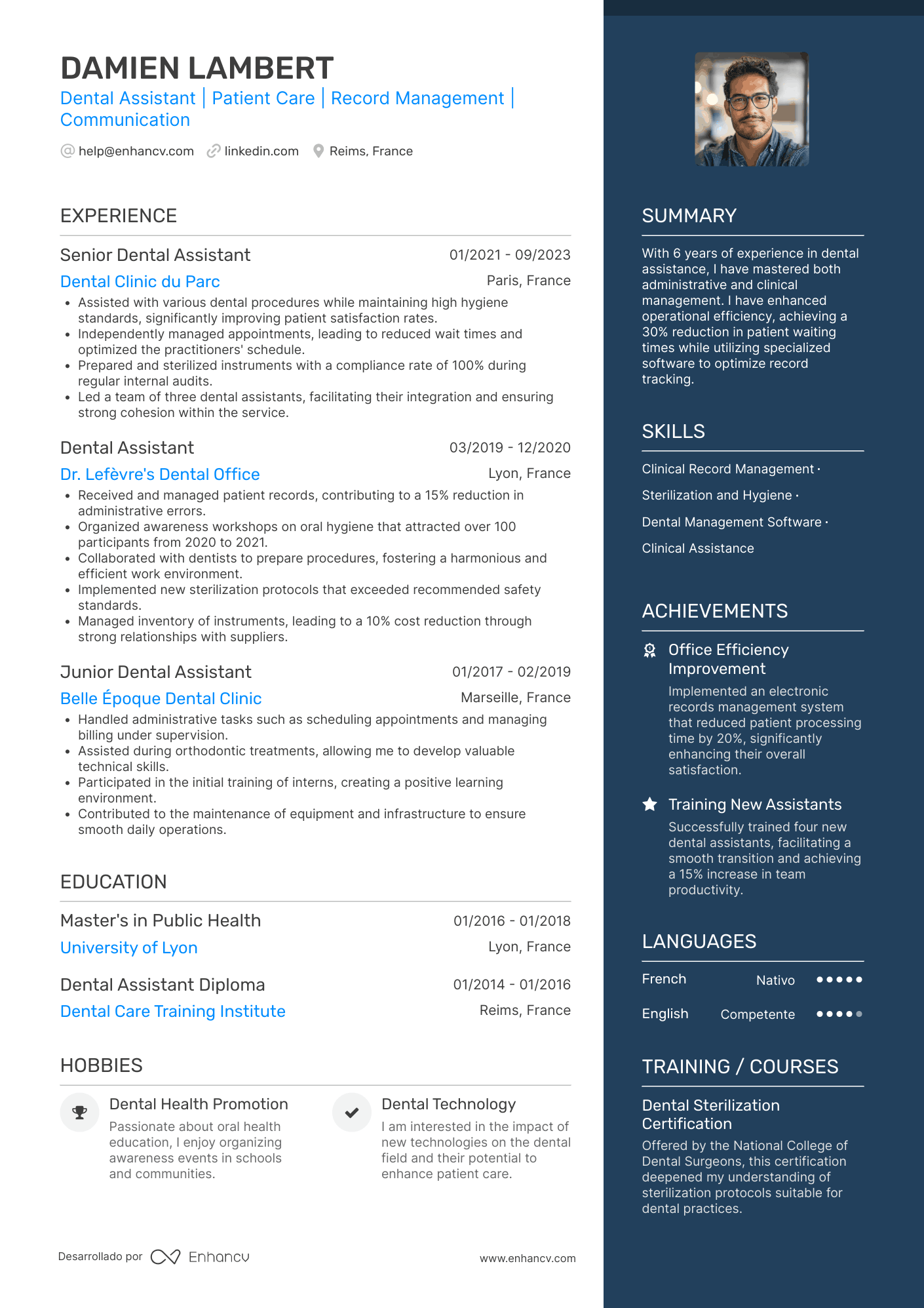 Bonus : CV d’assistant·e dentaire en anglais