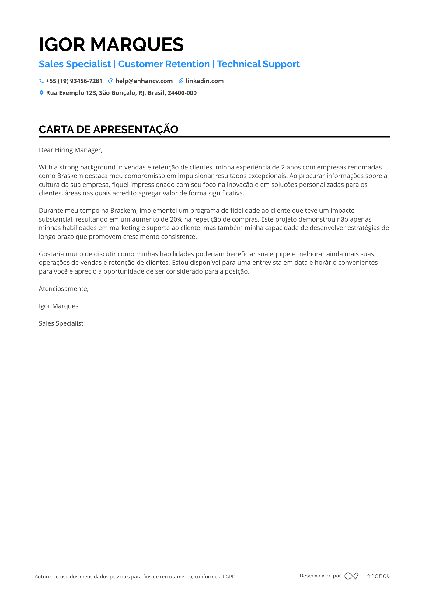 Representante de Vendas de Moda