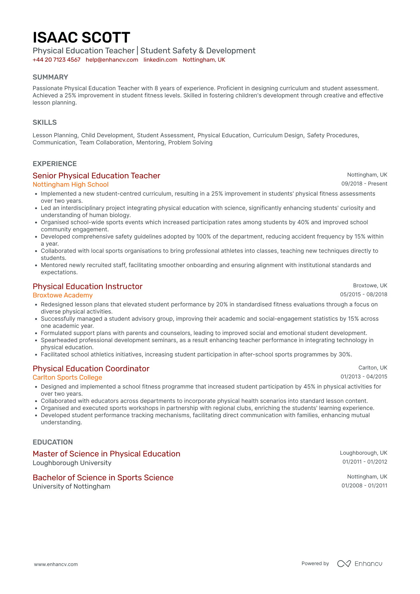 Preschool Teacher in Physical Education