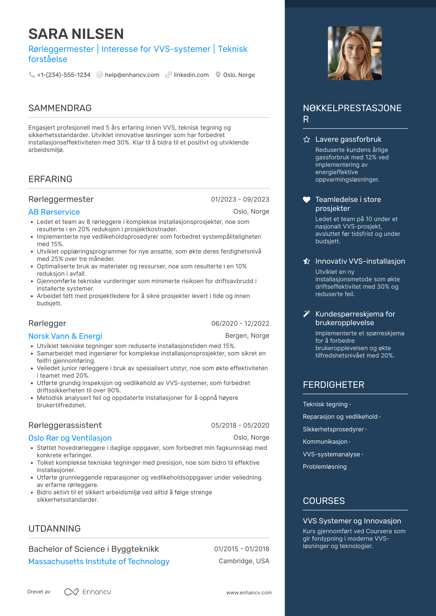 CV for Rørlegger Lærling