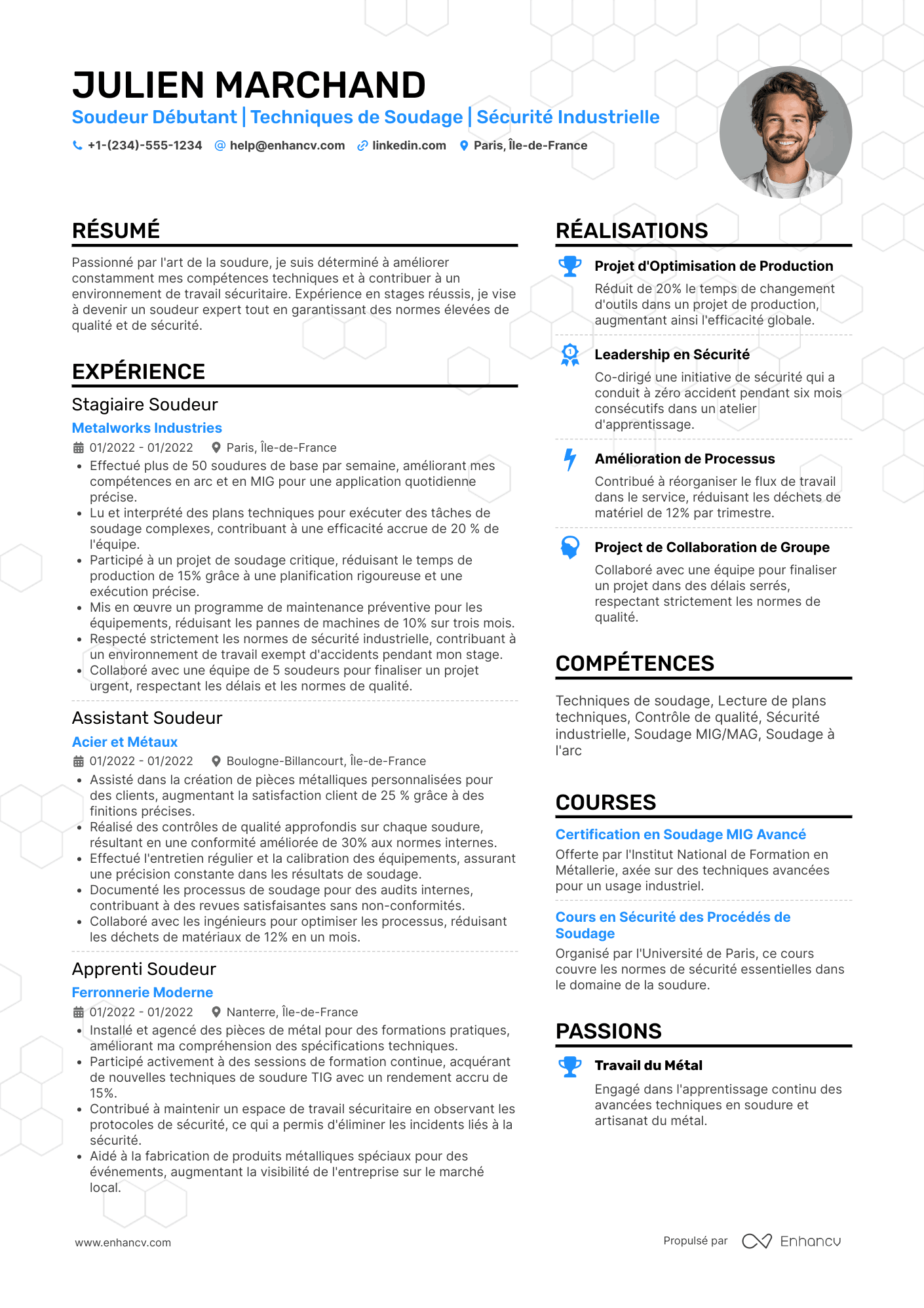 Exemple de CV de soudeur débutant