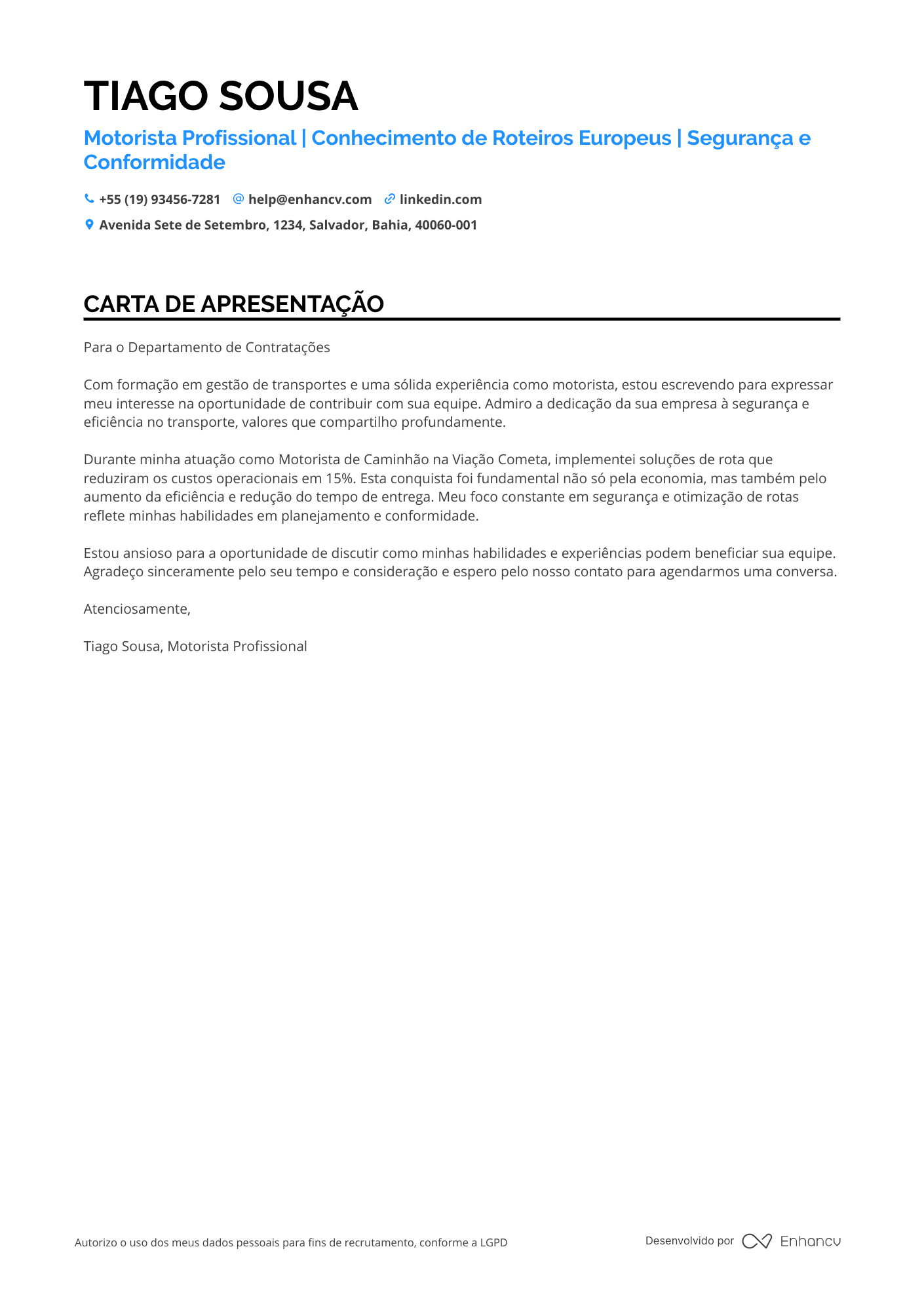 Motorista de caminhão Sênior