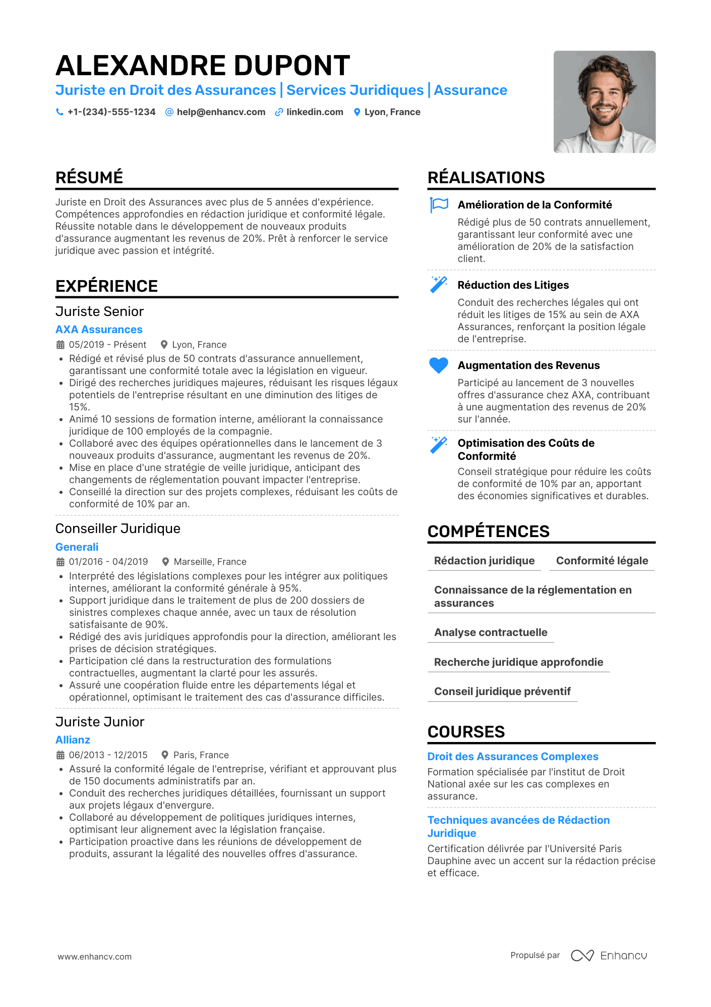 CV de juriste en droit des assurances