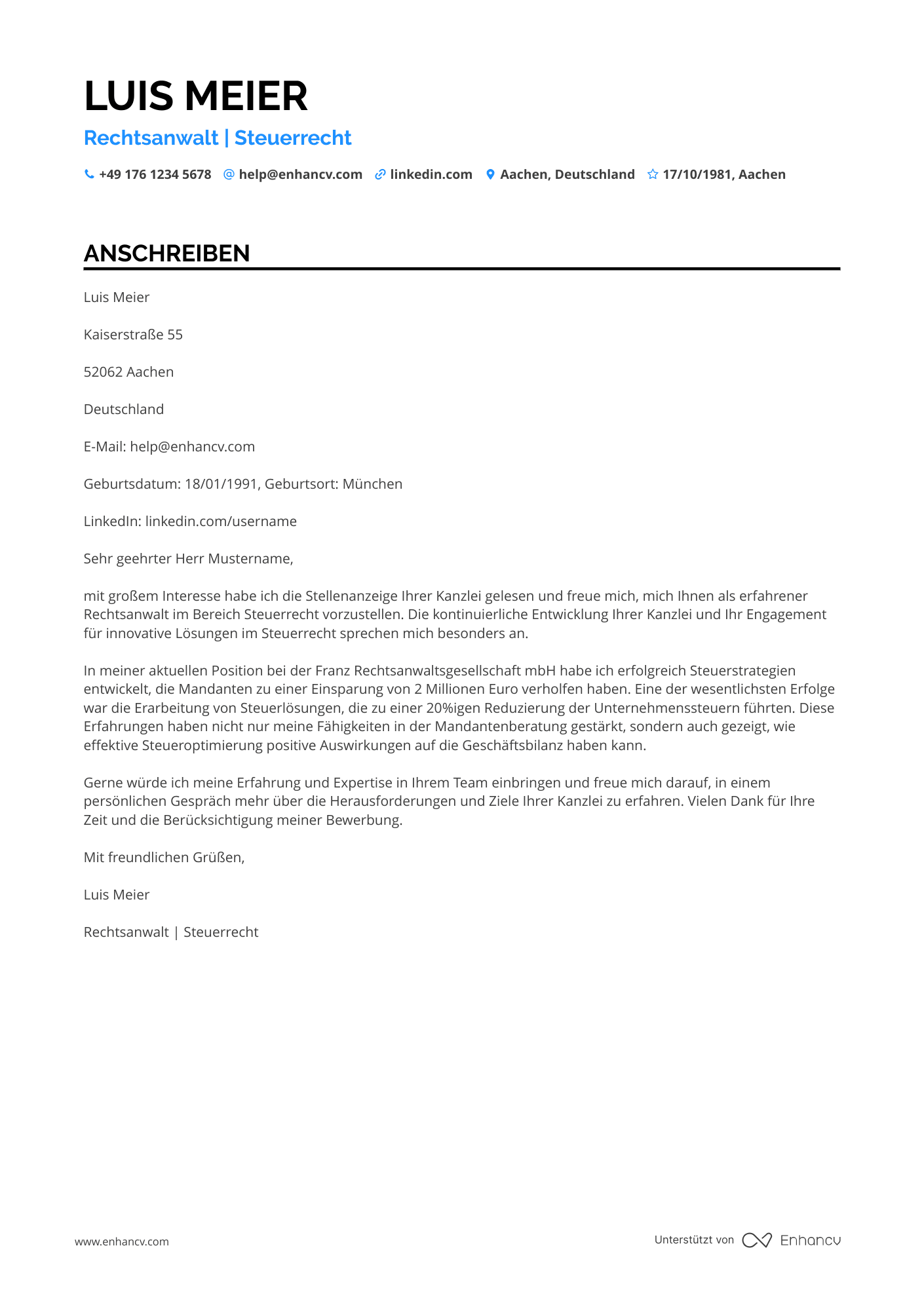 Rechtsanwalt für Steuerrecht