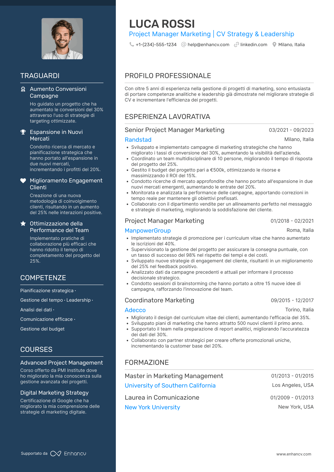 CV Marketing project manager