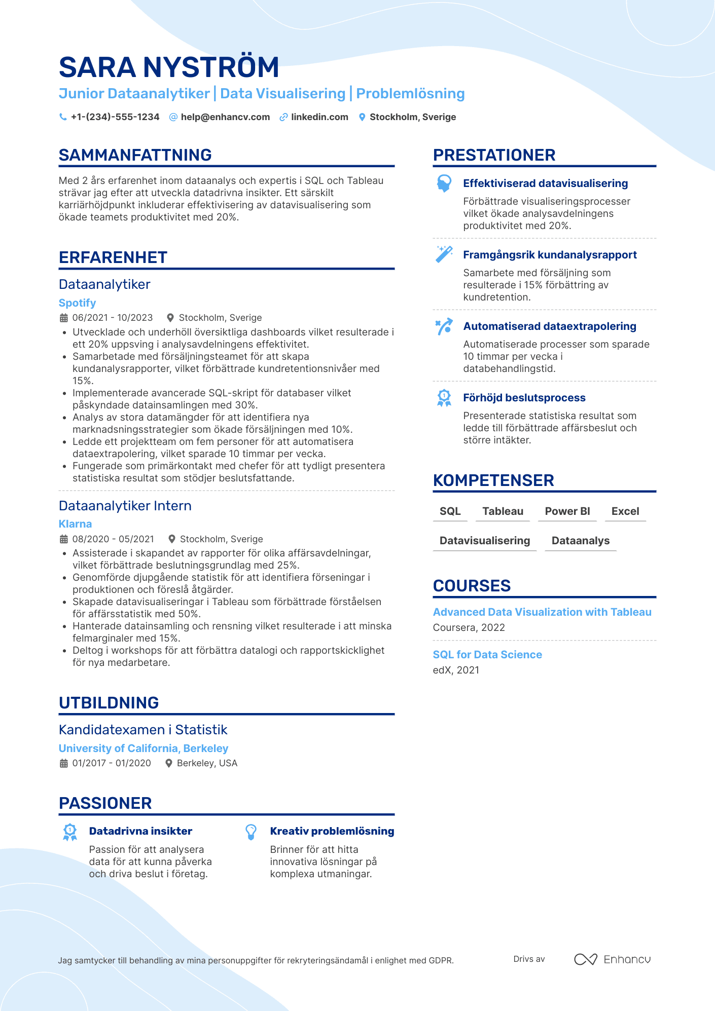 CV för Junior Dataanalytiker