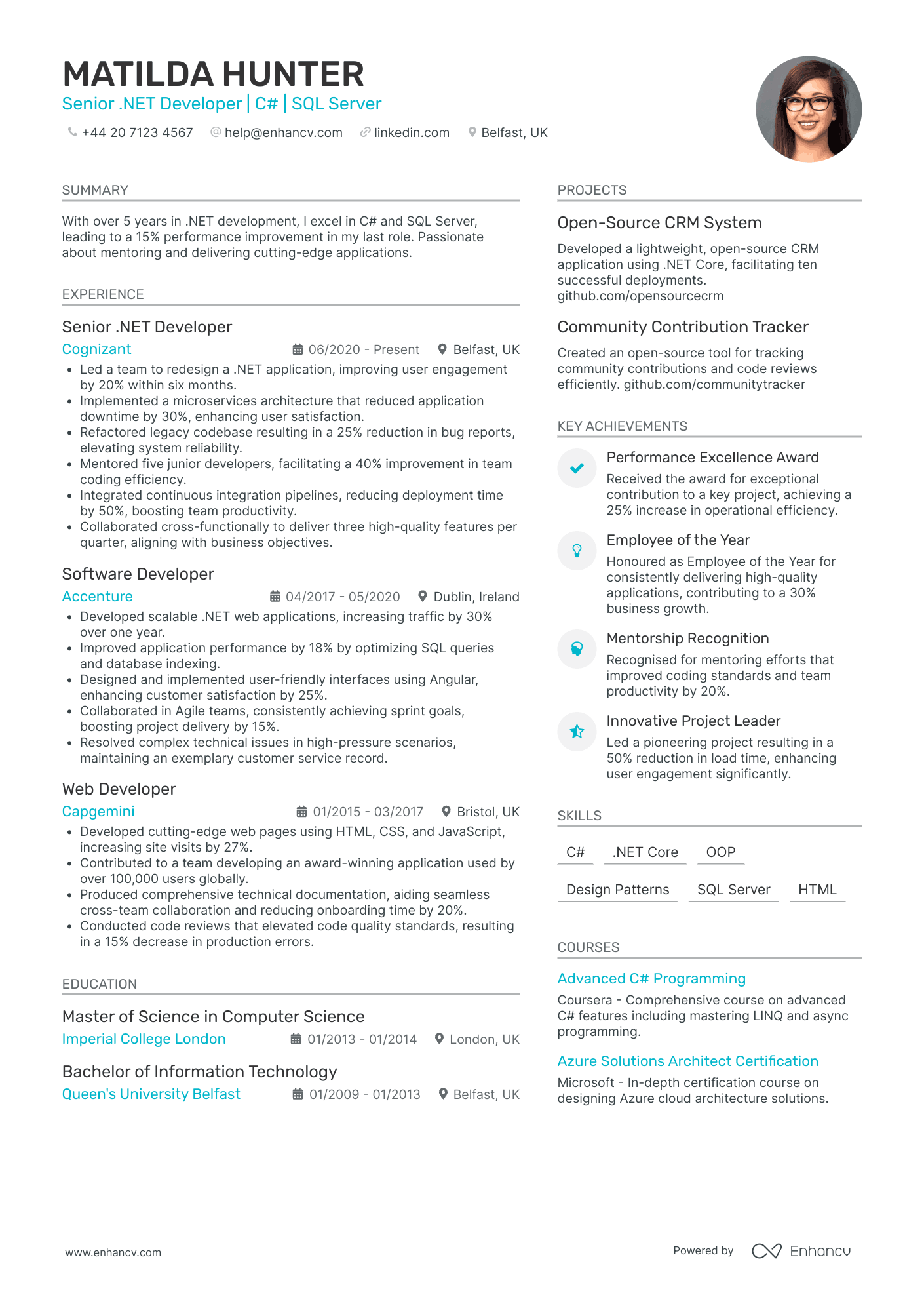 .Net Developer in Logistics CV Examples