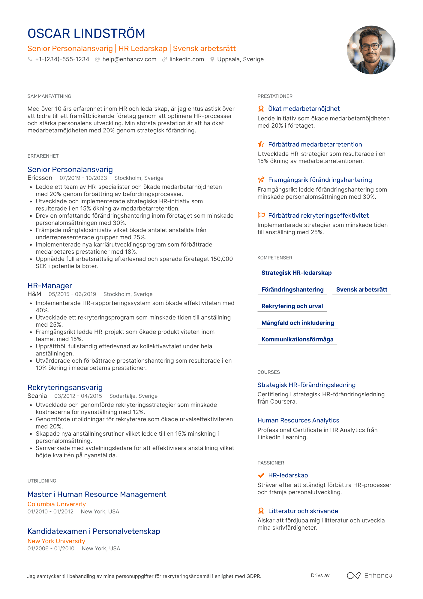 CV för Senior Personalansvarig