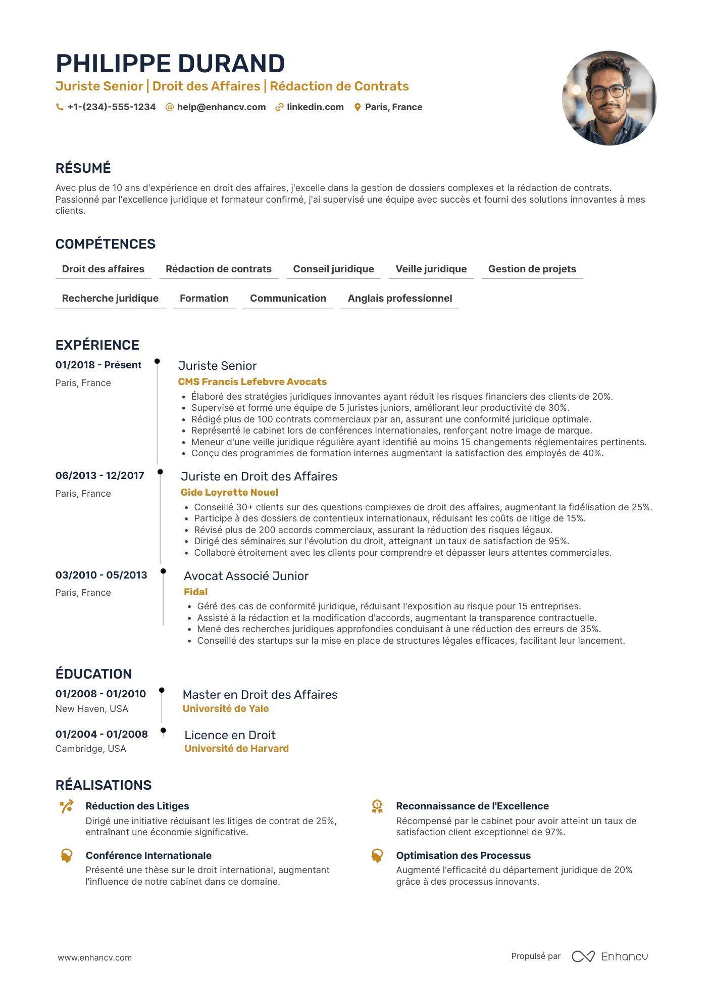 CV de juriste senior