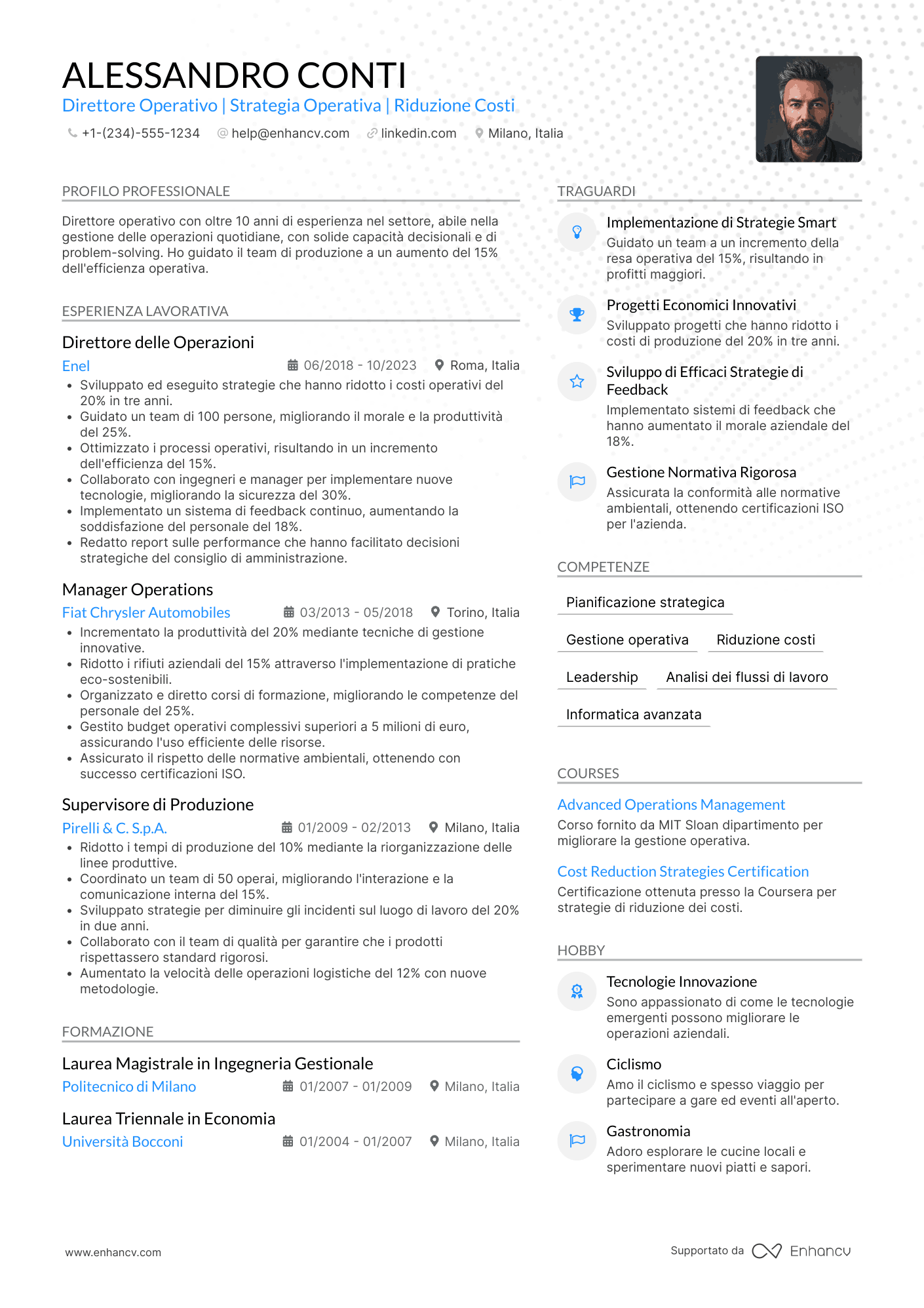 CV Direttore operativo