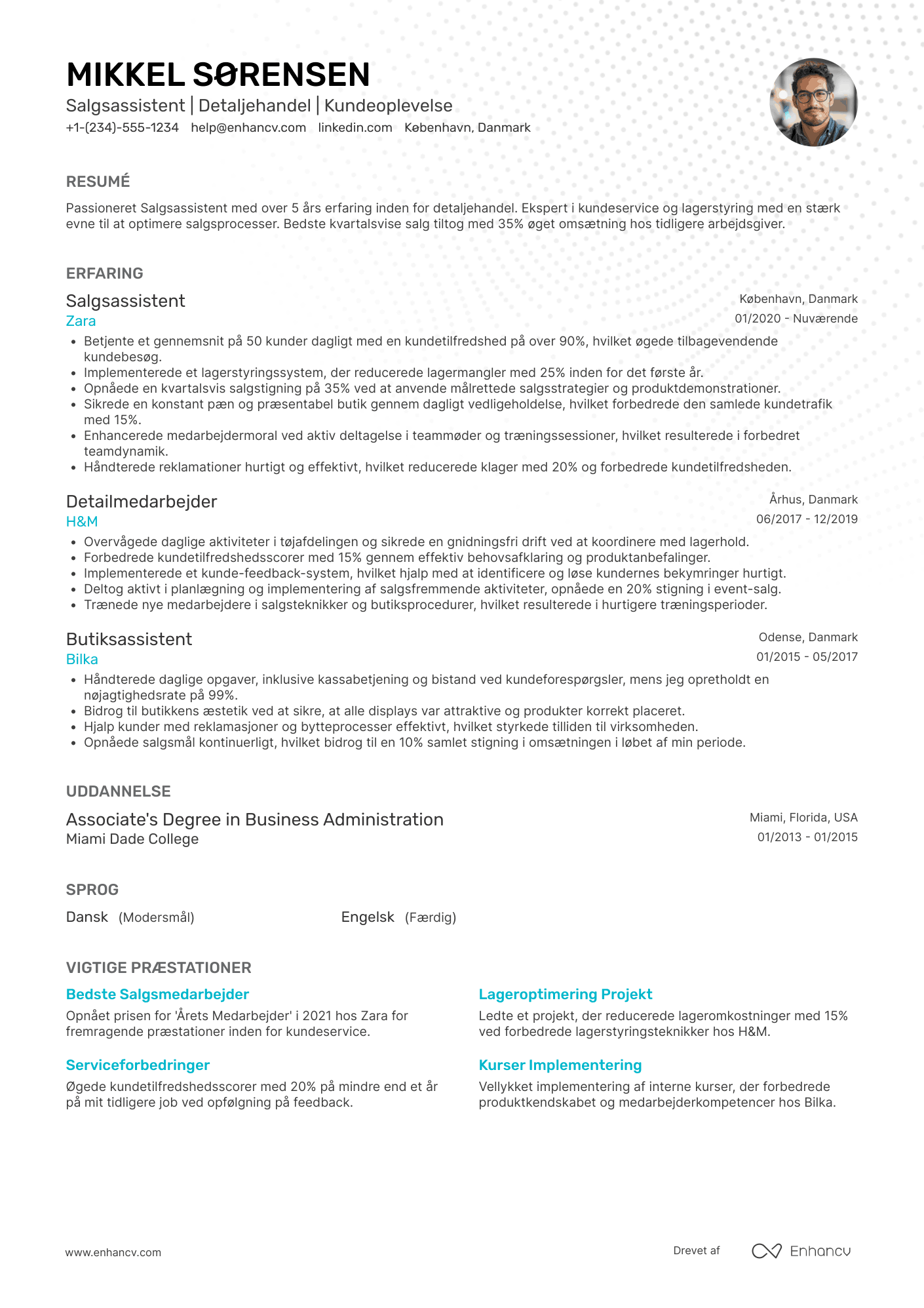CV til Erfaren Salgsassistent