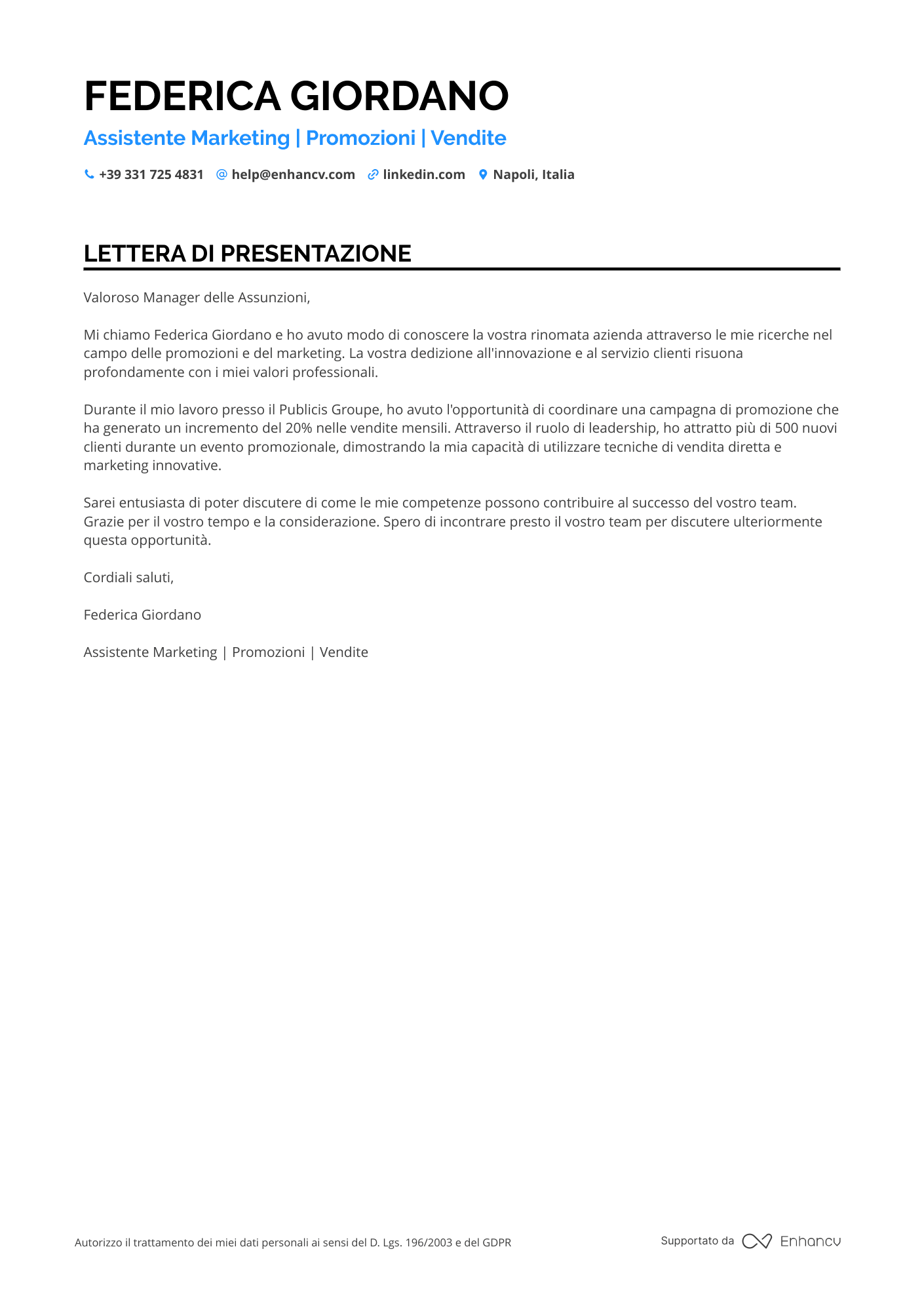 Commessa Junior per Supermercato