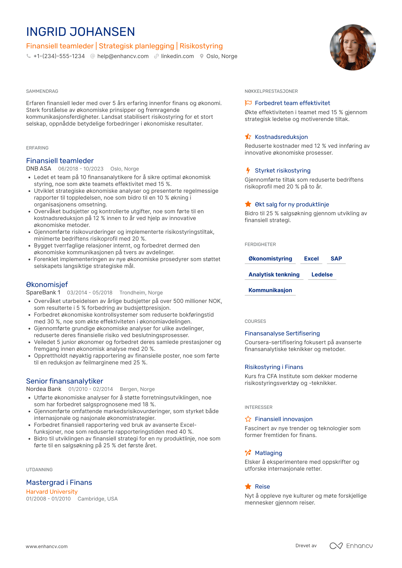 CV for Finansiell teamleder