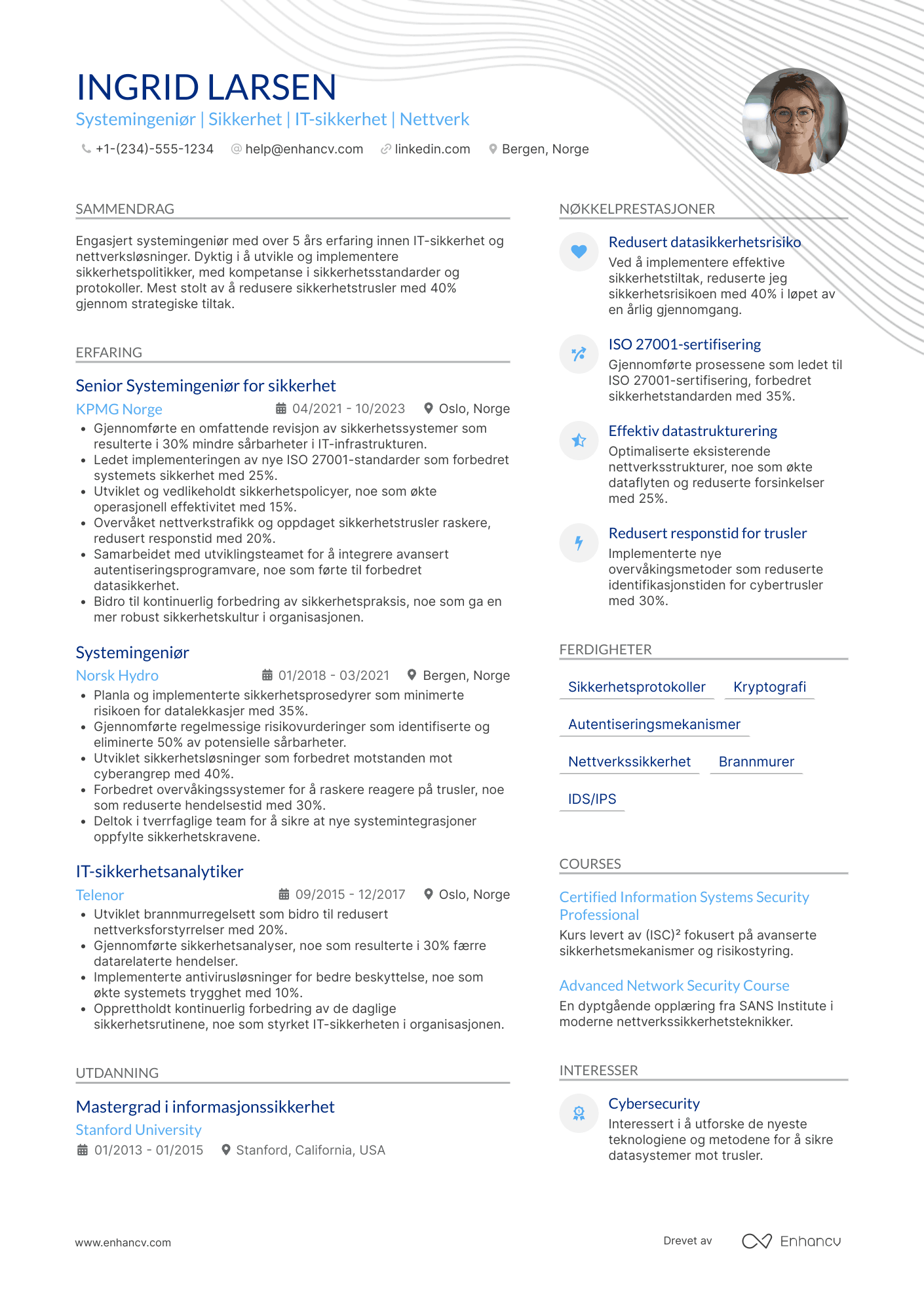 CV for Systemingeniør for sikkerhet
