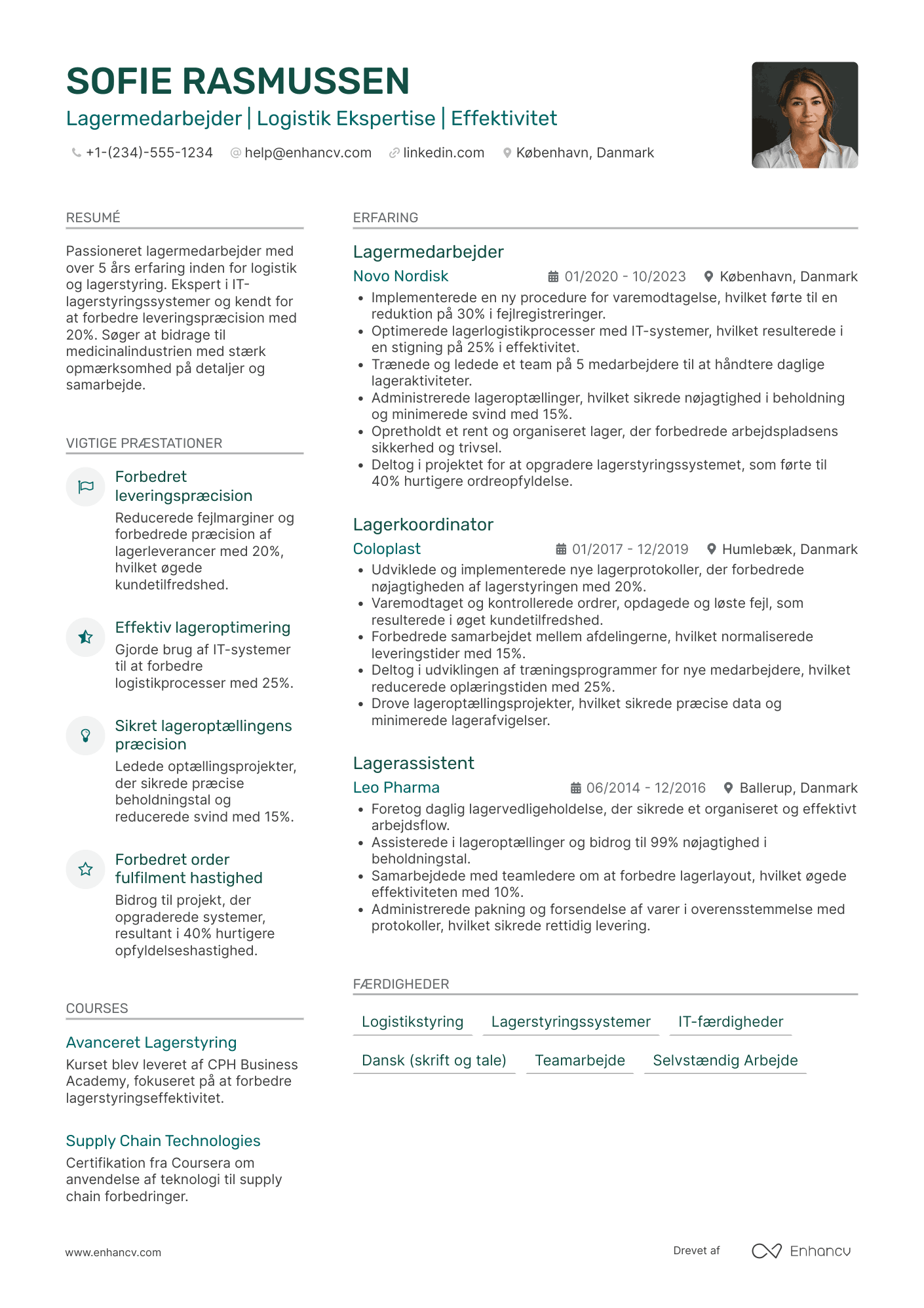 CV til Lagermedarbejder i medicinalindustrien