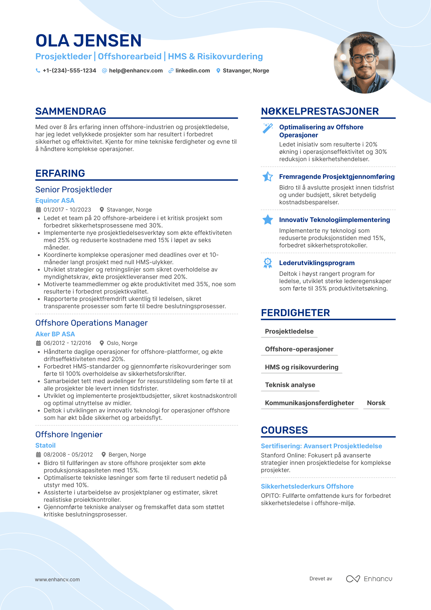 CV for Offshorearbeider – prosjektleder