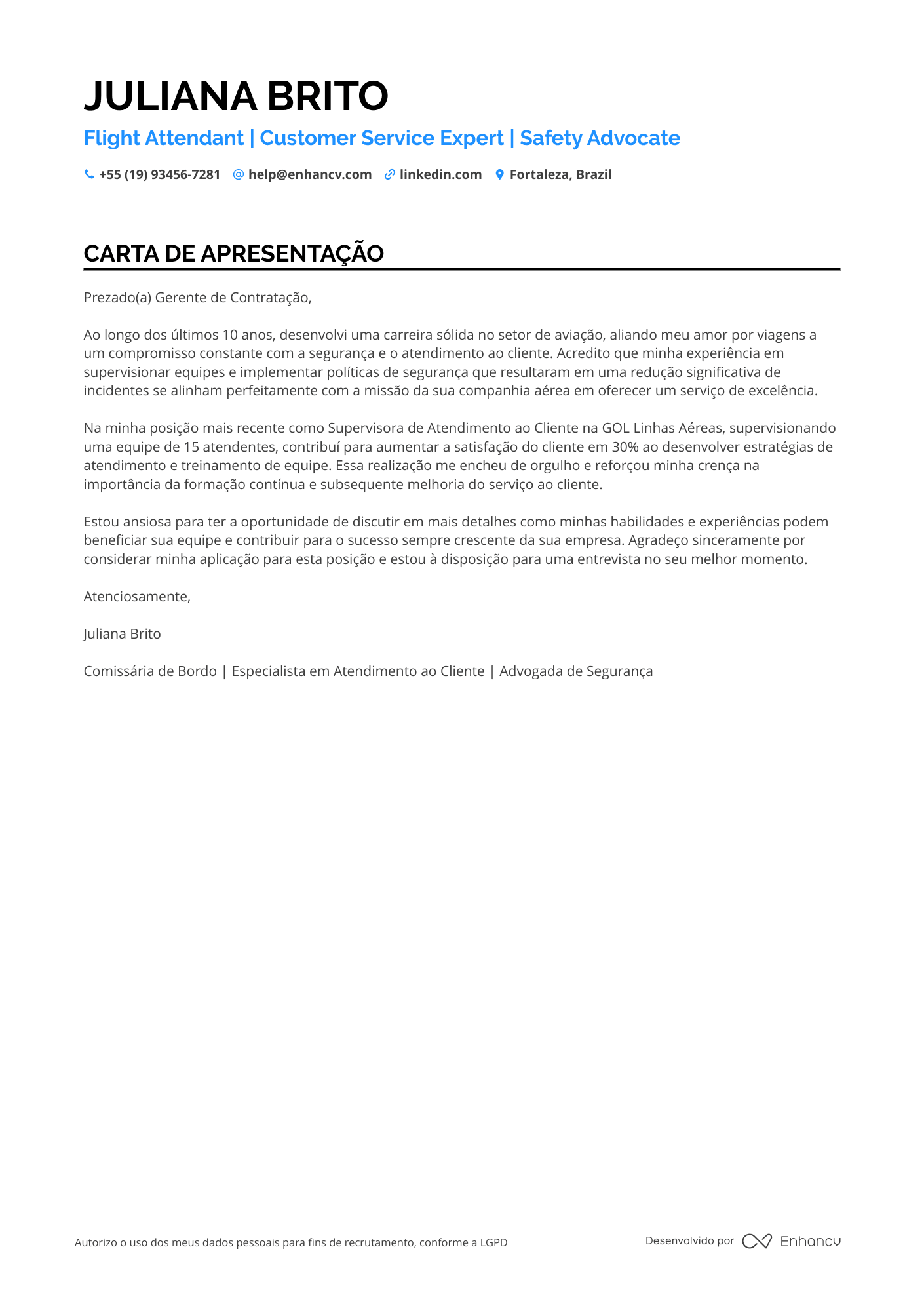 Comissário de Bordo de Voo Doméstico