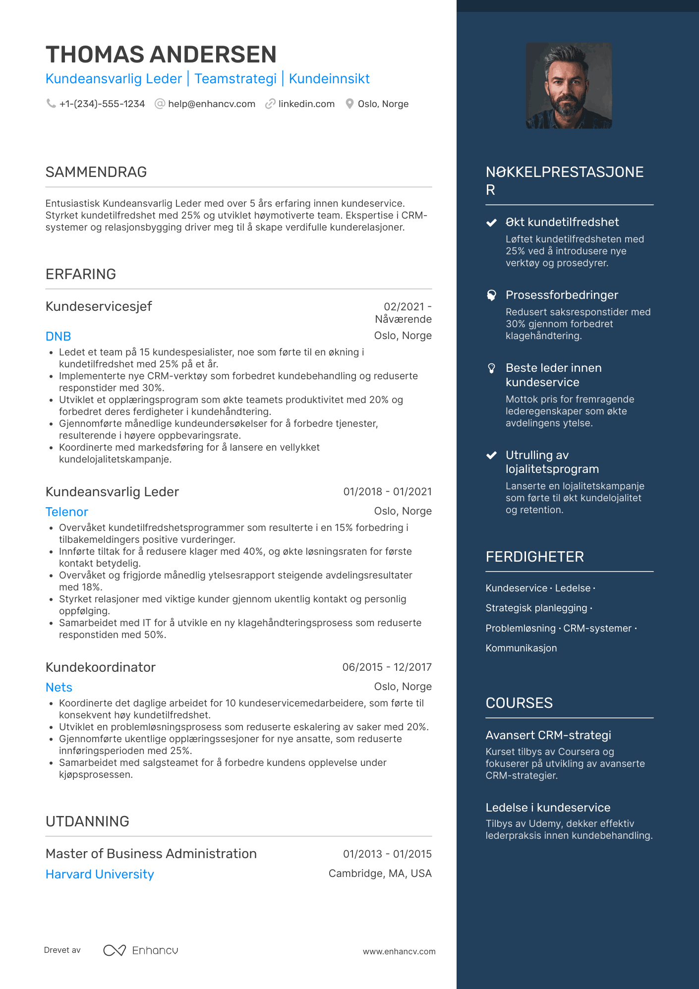 CV for Kundeansvarlig Leder