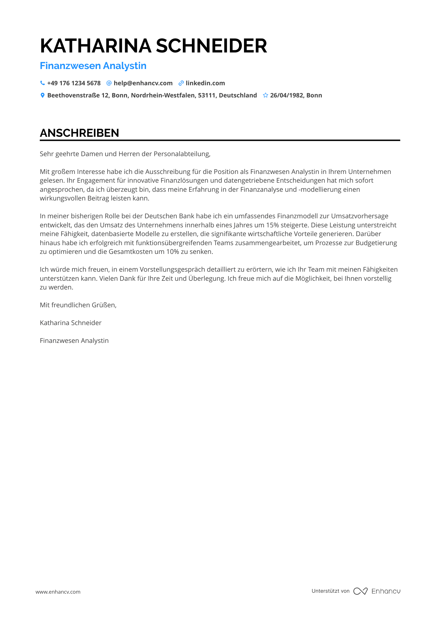 Finanzwesen Analyst