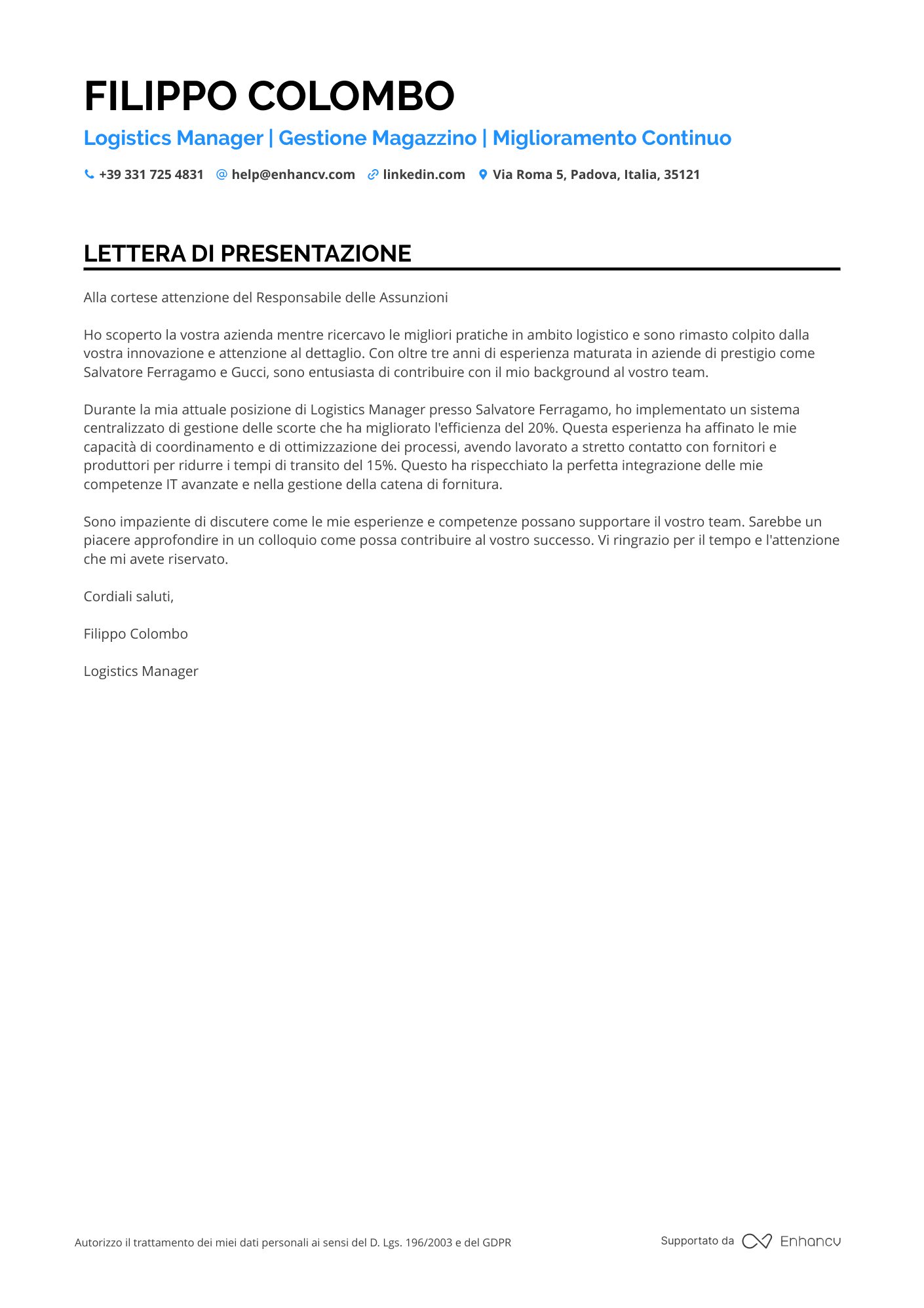 Responsabile della Logistica