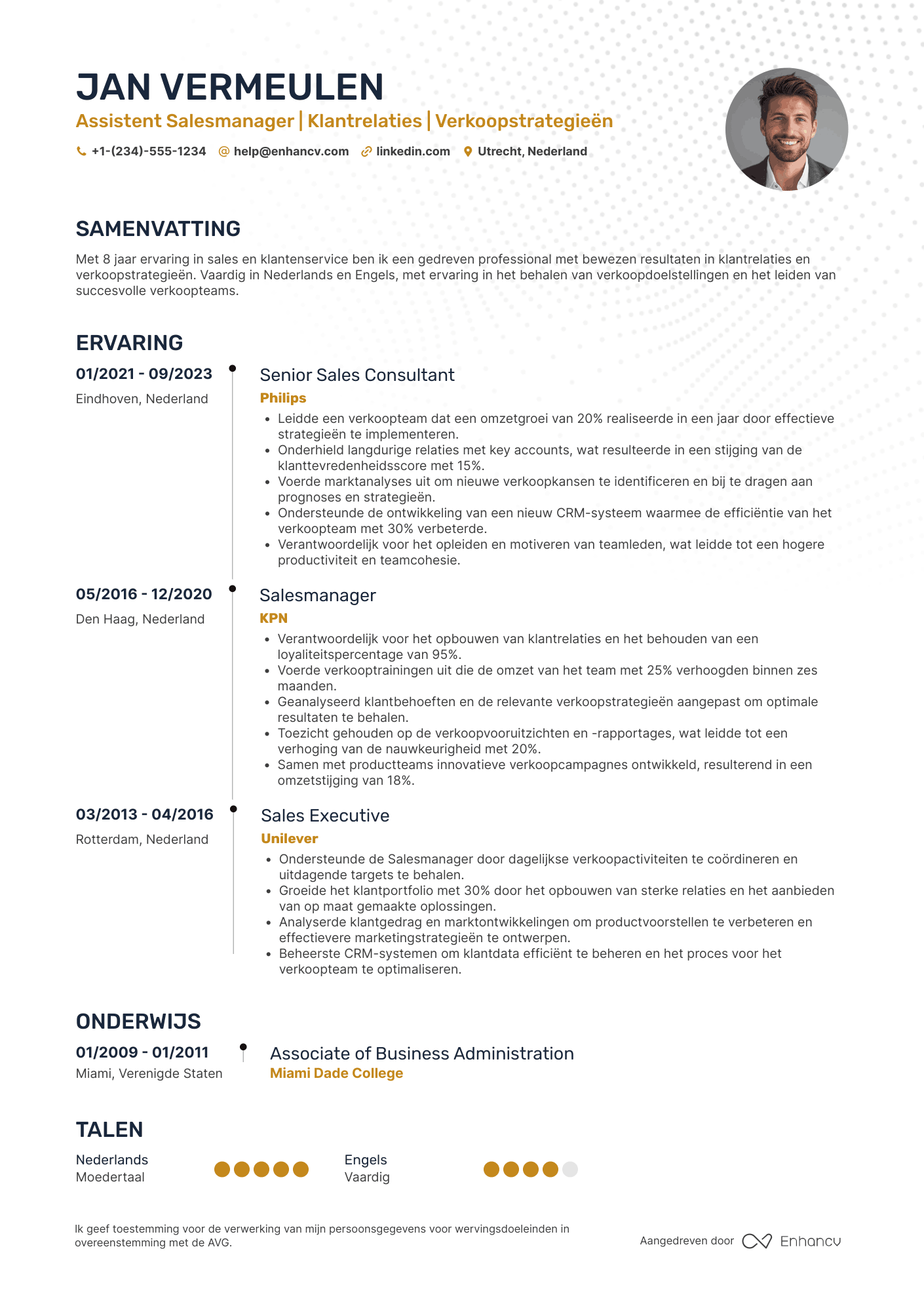 CV voor Assistent Salesmanager