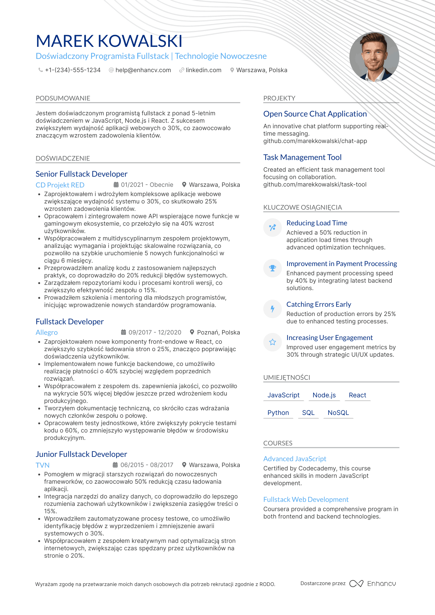 CV dla Programista Fullstack