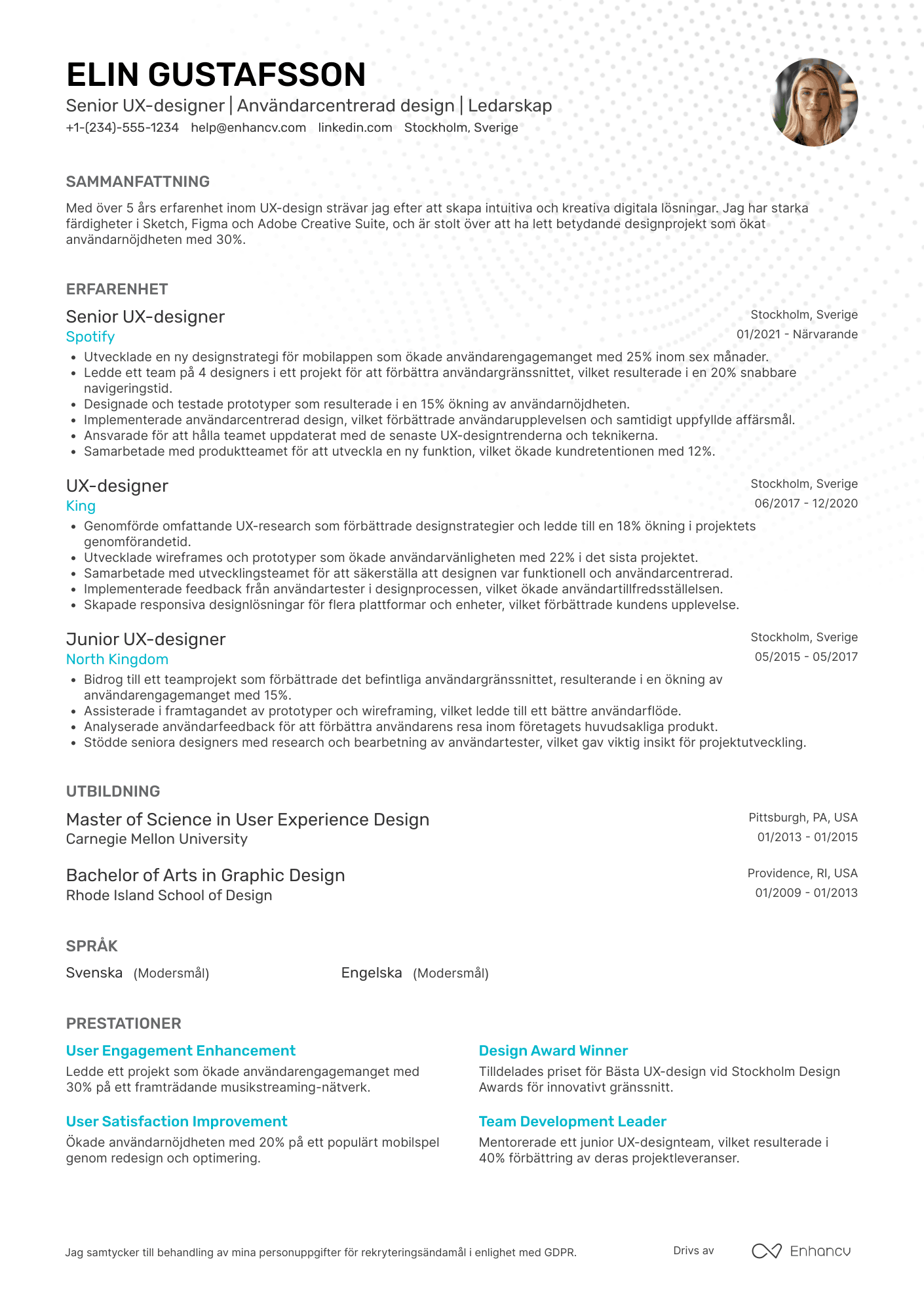 CV för Senior UX design
